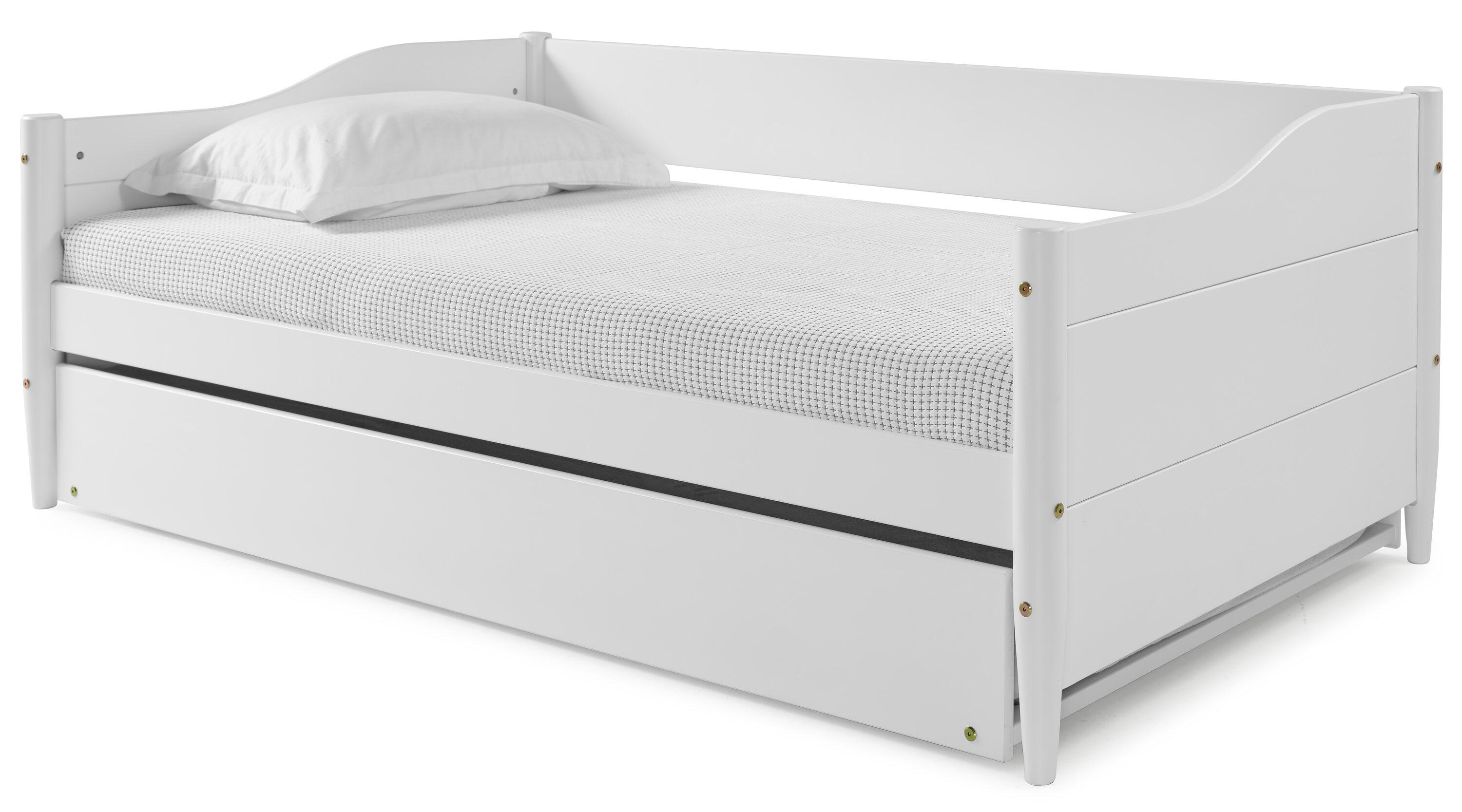 Mid Century Classic Twin Size Day Bed with Trundle White Finish