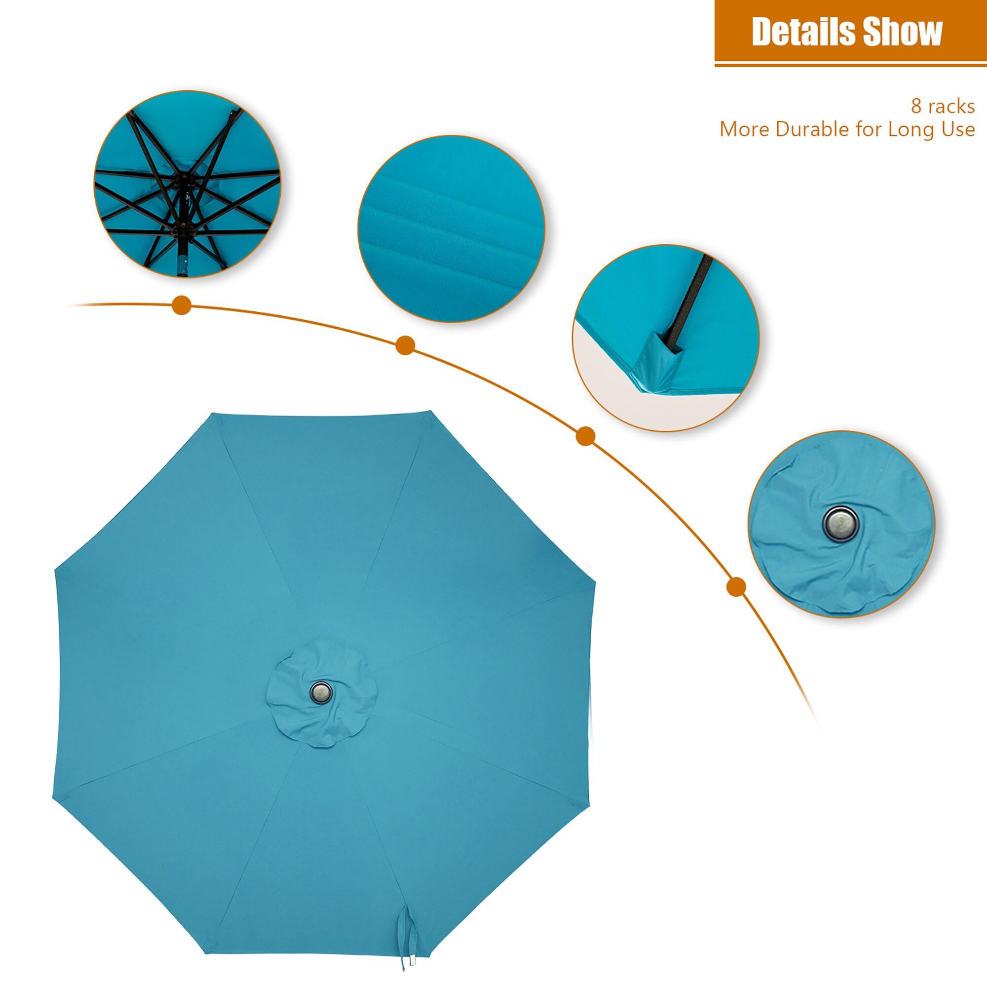 Pure Garden 9FT Outdoor Vented Patio Umbrella with Easy Crank (Blue)