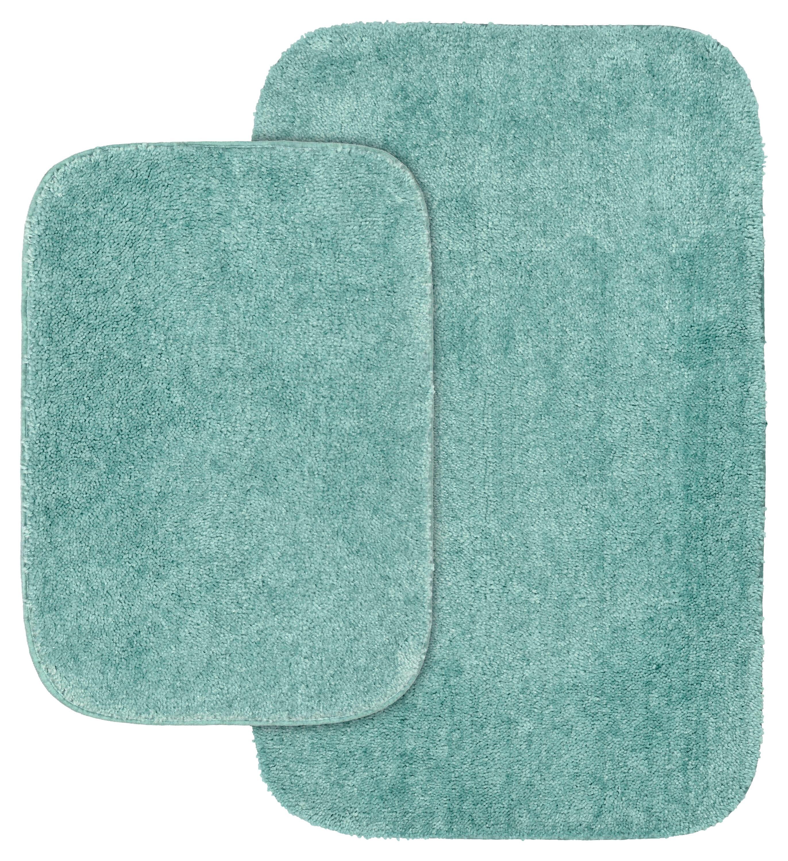 Garland Rug Traditional Washable Bath Rug Set, 2 Piece Set (17"x24" Bath Rug, & 21"x34" Bath Rug) Sea Foam