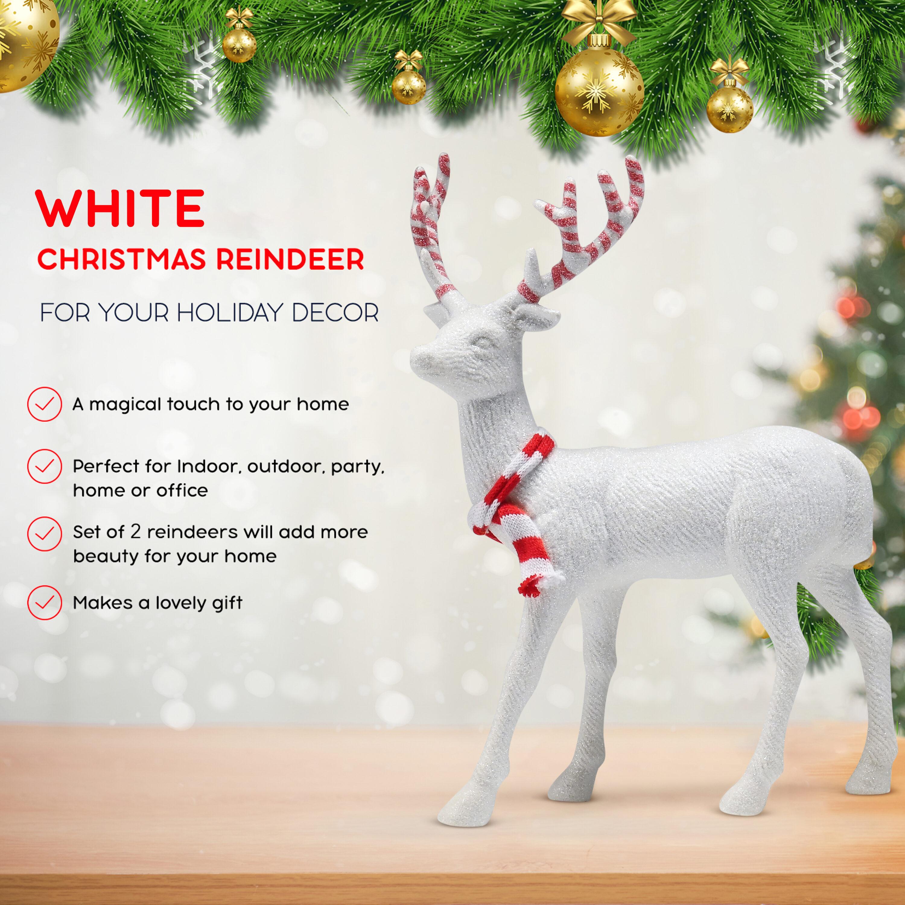 Ornativity Peppermint Glitter Christmas Reindeer Figurines - 2 Pack