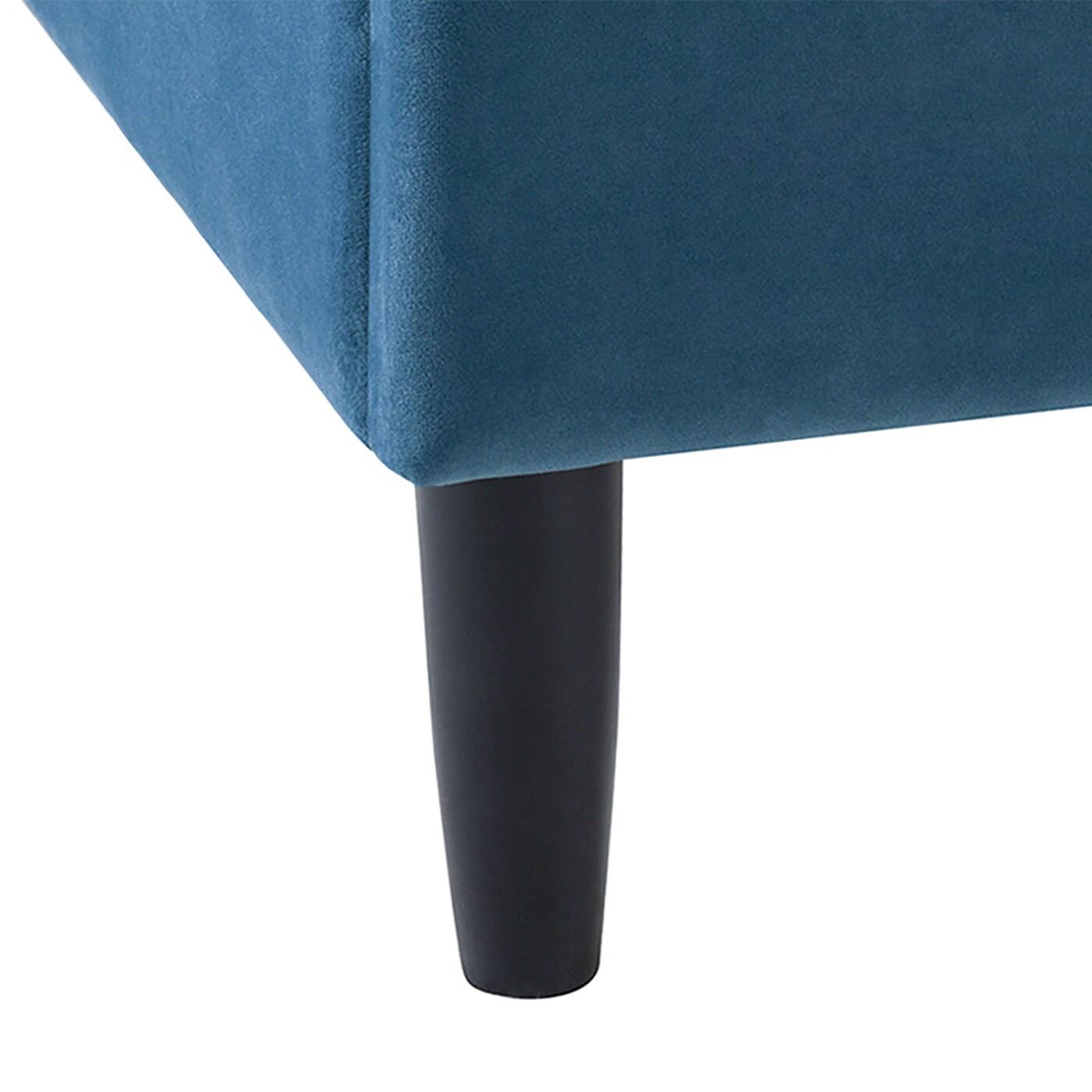 Sandy Wilson Home Aspen Tufted Headboard Platform Bed Queen Satin Teal Velvet
