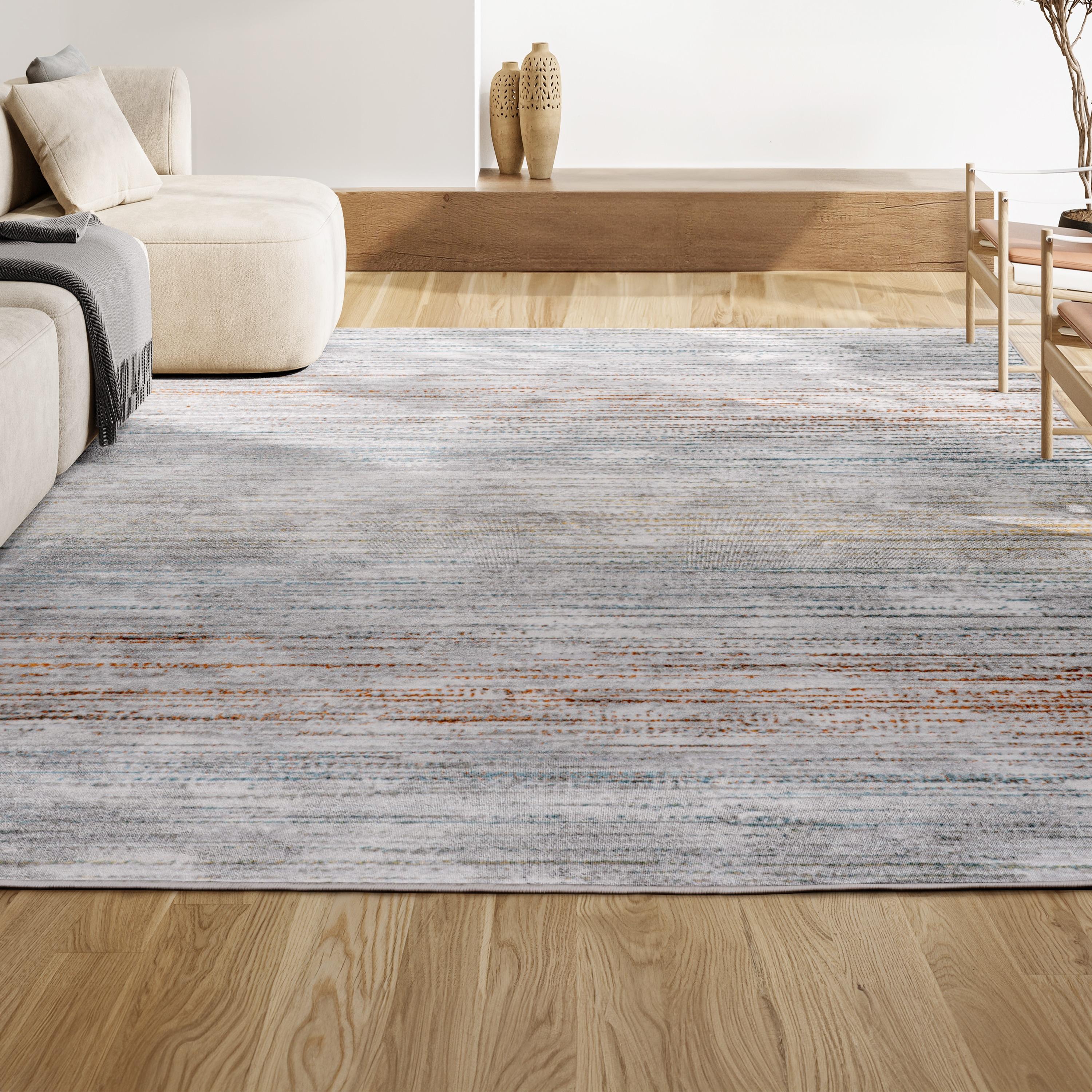 JONATHAN Y Loom Modern Strie'  Gray/Blue/Orange 3 ft. x 5 ft. Area Rug