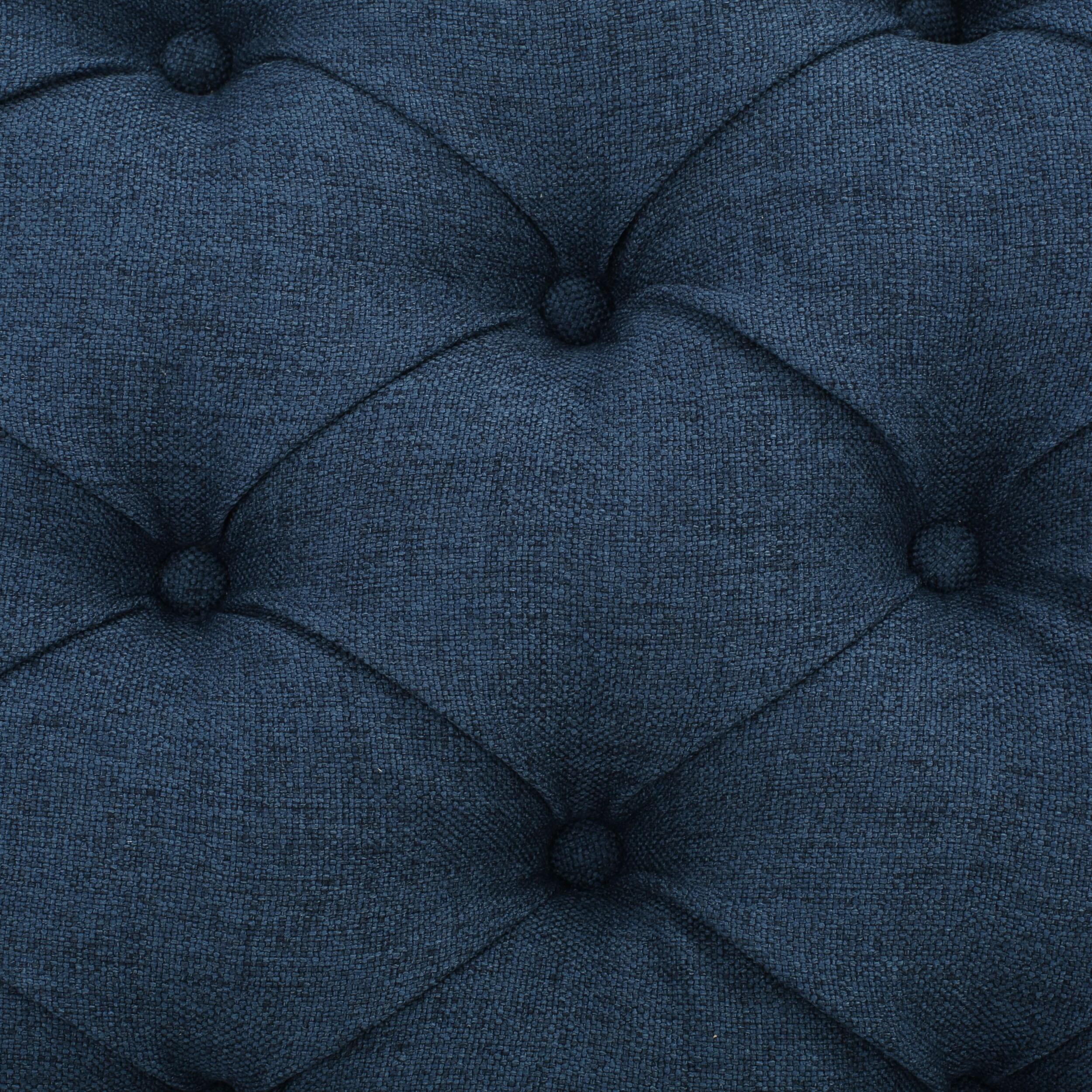 Ottilie Storage Ottoman Dark Blue - Christopher Knight Home: Upholstered Bedroom Seating with Tufted Lid