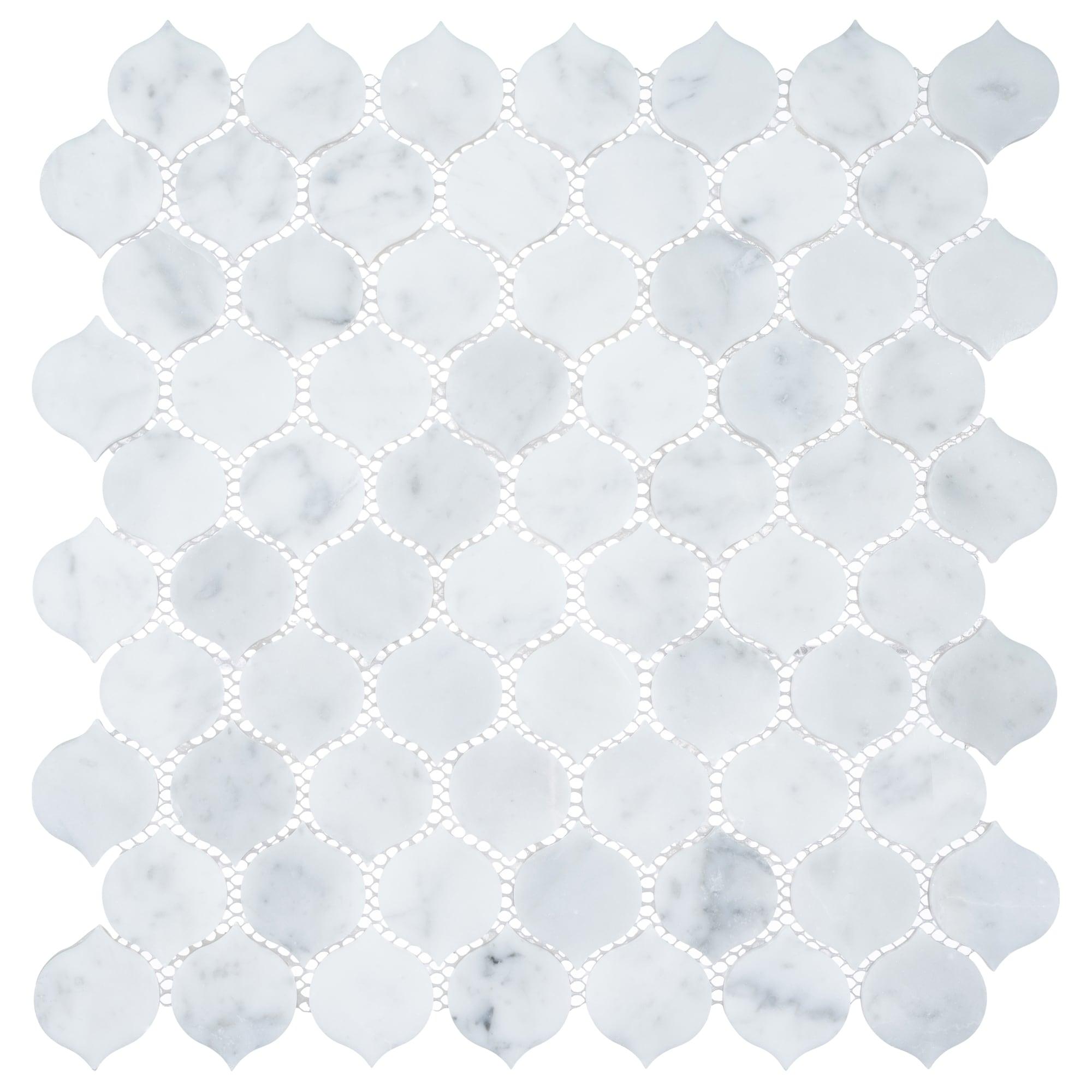 Andova Dayberry 1.5" Marble Arabesque Mosaic Kitchen Backsplash, Bathroom, Shower, Pool, Wall and Floor Tile