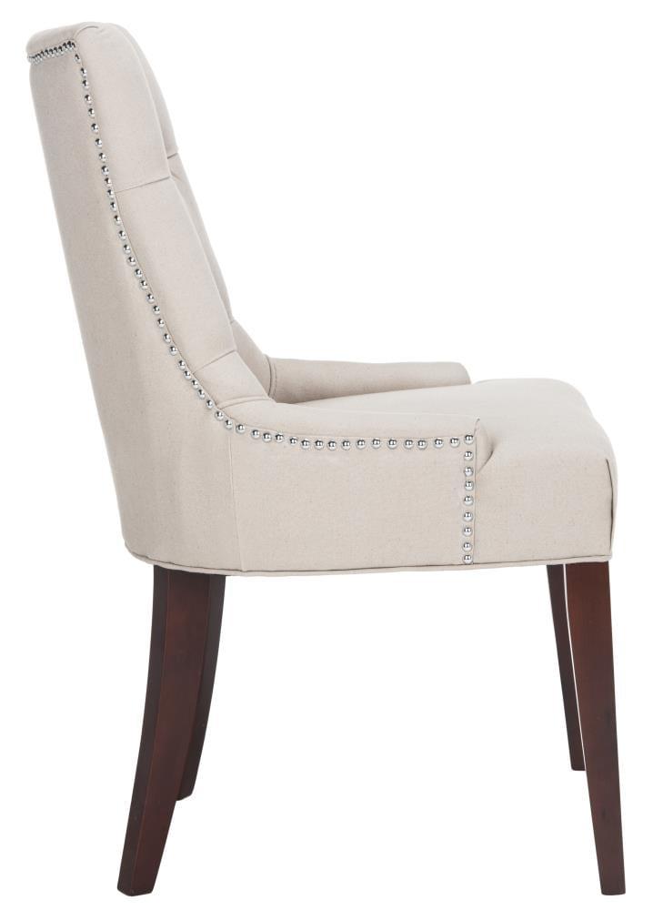 SAFAVIEH Amanda 19''H Tufted Chair Nickel Nail Head Taupe