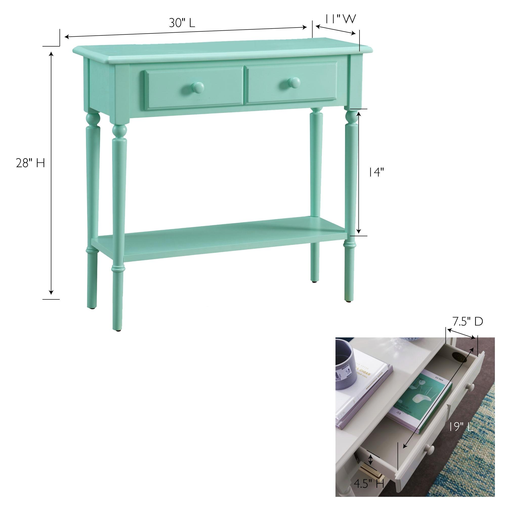 Leick Home 20027-GN Coastal One Drawer Narrow Hall Stand Sofa Table with Shelf, Kiwi Green