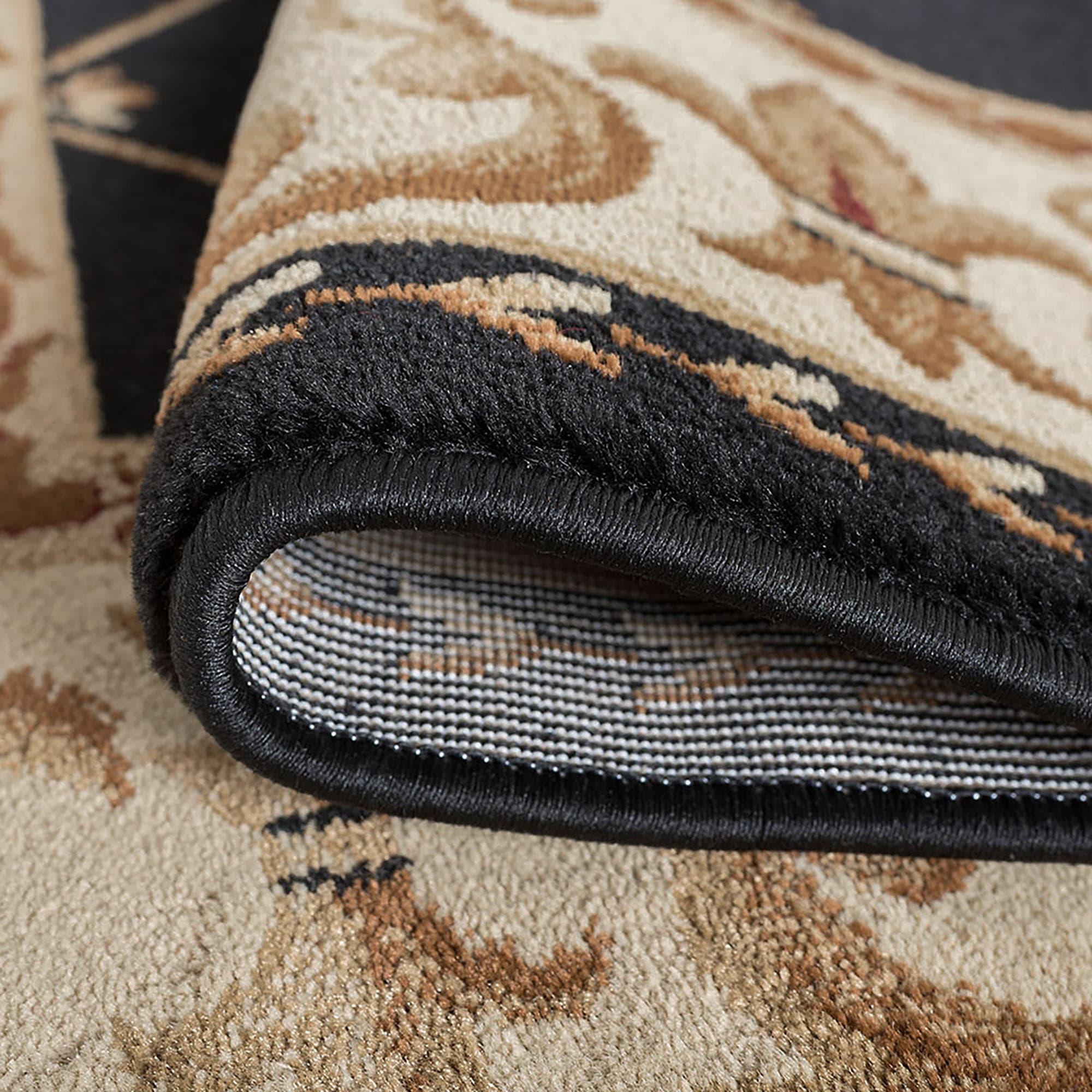 Tayse Sensation Area Rug SNS4883 Traditional Black Swirls Lines 2' 3" x 10' Rectangle