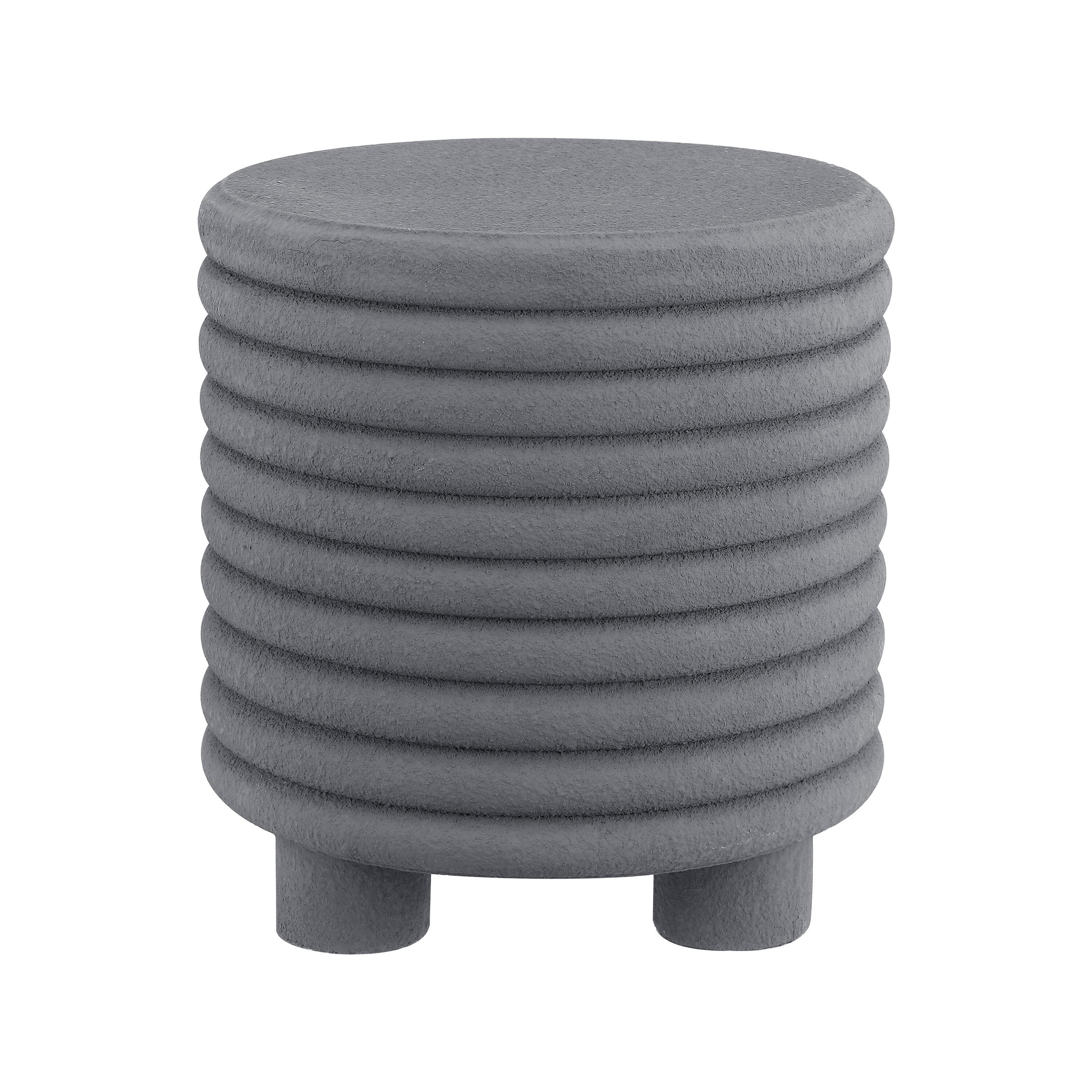 Evans 18" Minimalist Modern 3-Legged Drum Accent Table, Gray Frosted - JONATHAN Y