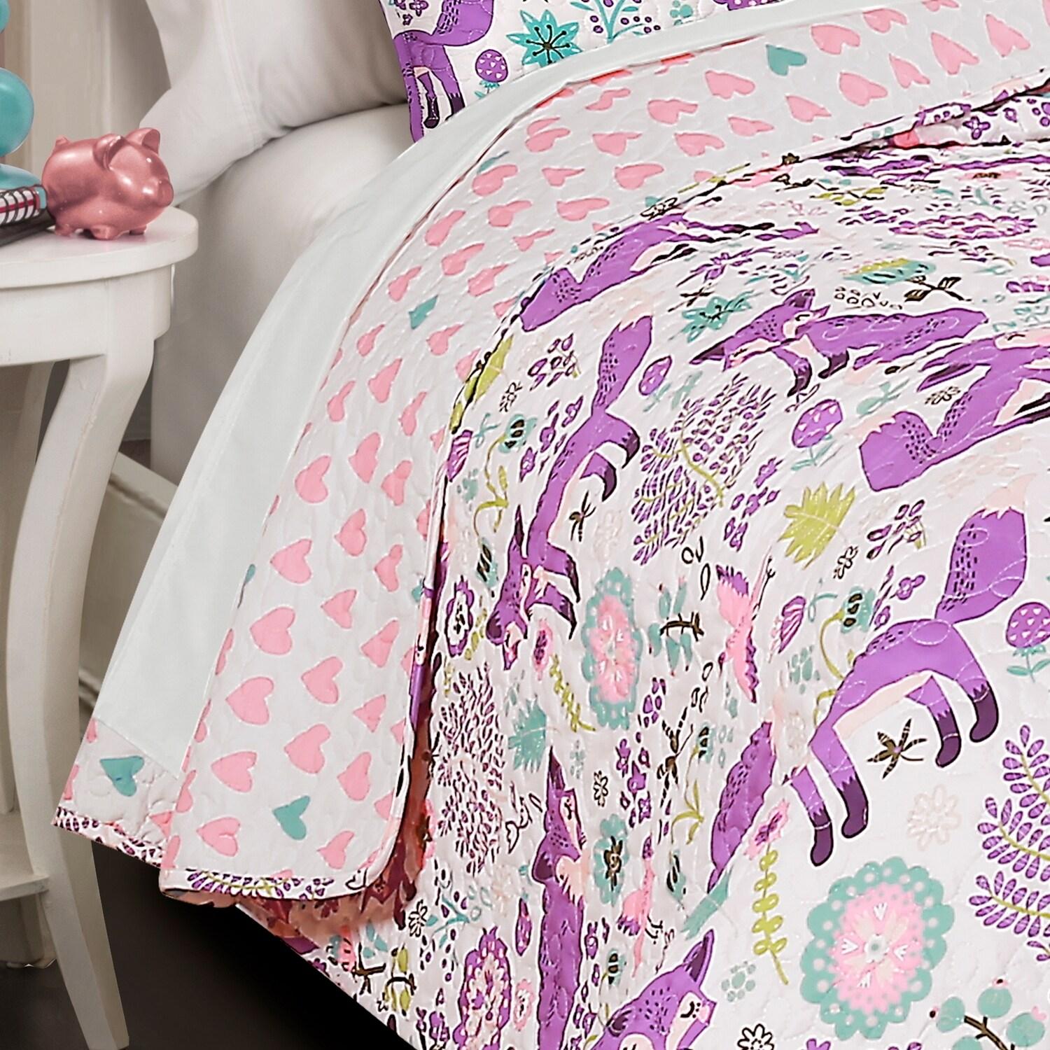 Lush Decor Microfiber Reversible Traditional 4 Piece Quilt Set