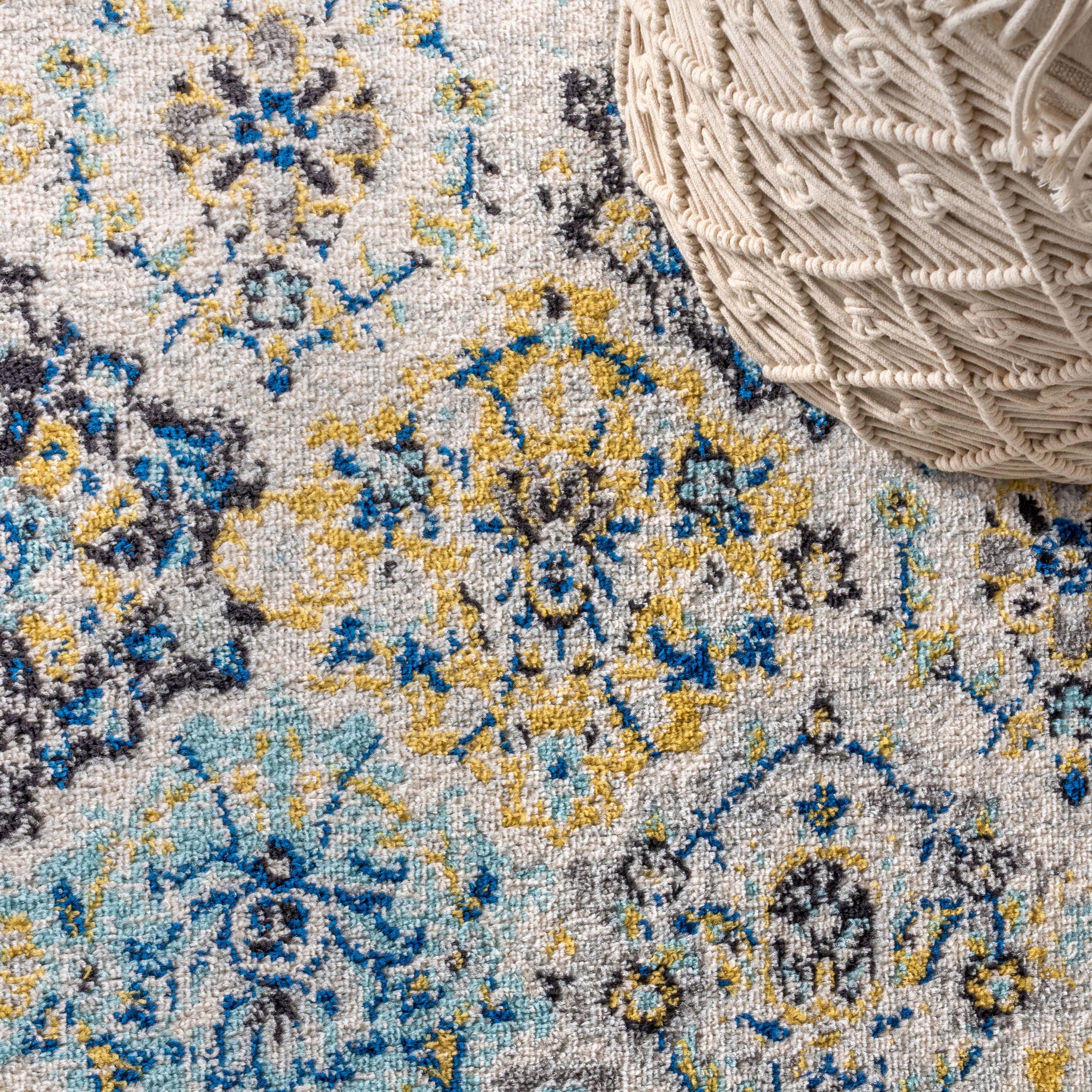 8'x10' Modern Persian Boho Vintage Trellis Area Rug, Blue/Multi - JONATHAN Y