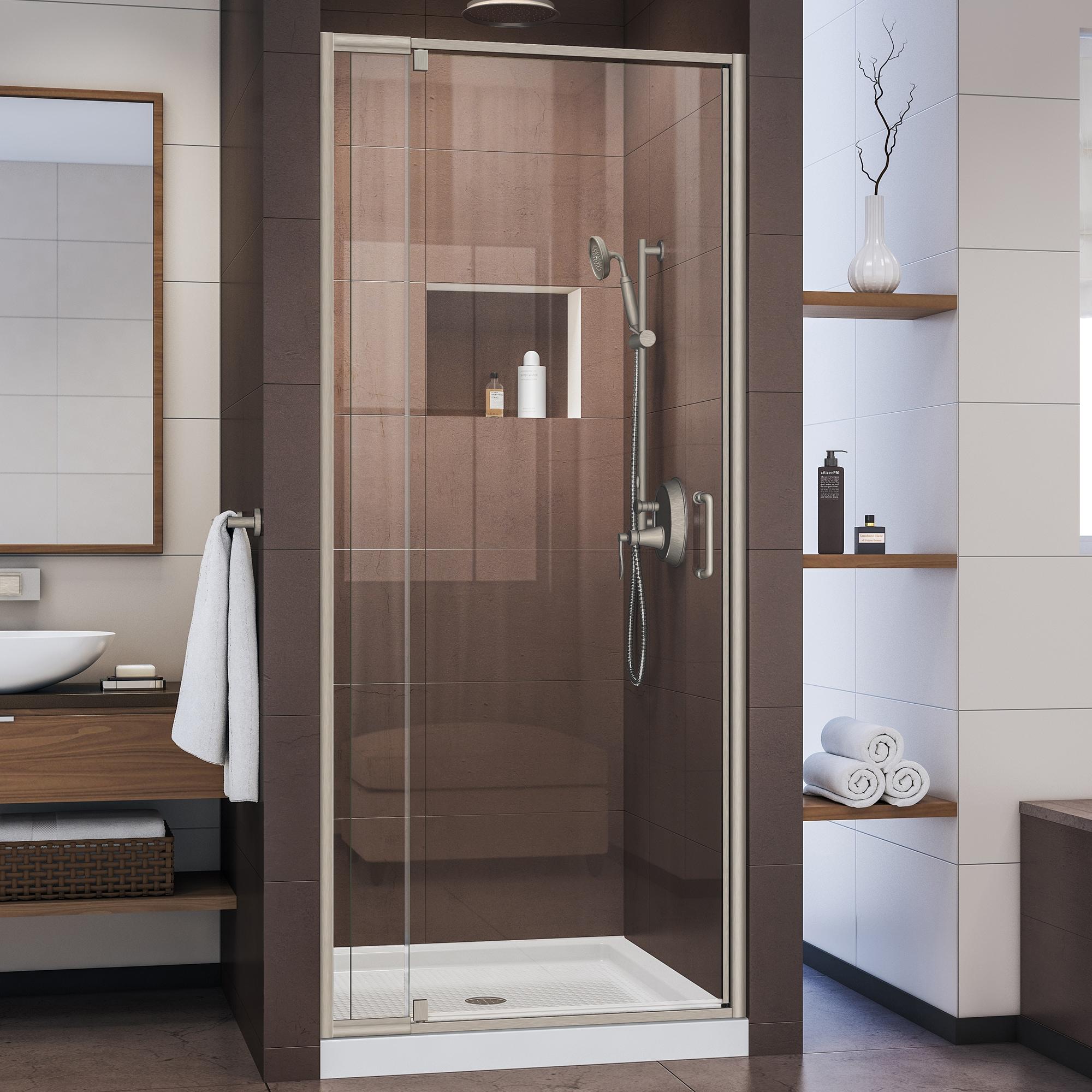 Flex 32" W x 72" H Pivot Frameless Shower Door with Clear Max Technology