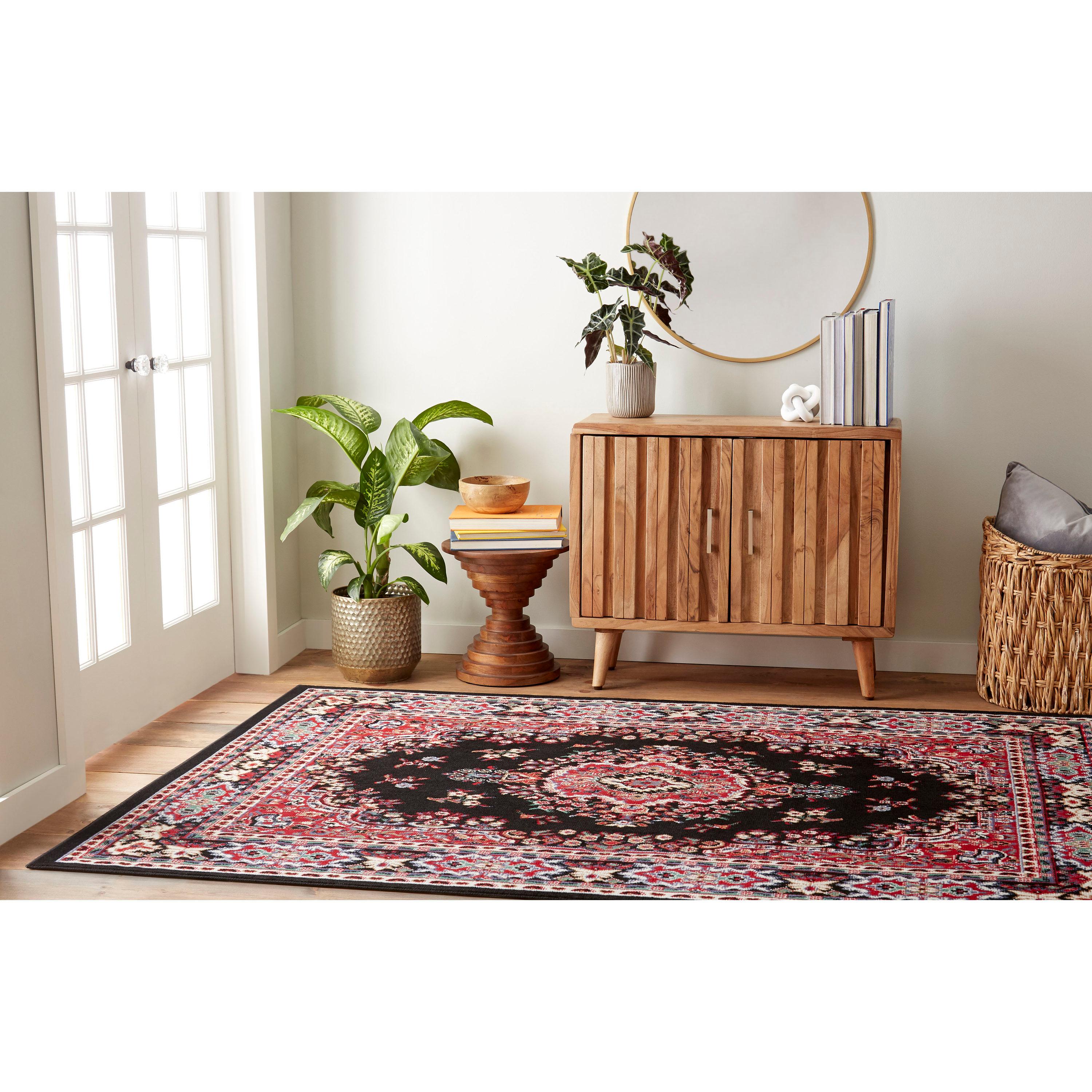 Home Dynamix Premium Sakarya Traditional Medallion Area Rug, Black/Red, 5'2"x7'4"