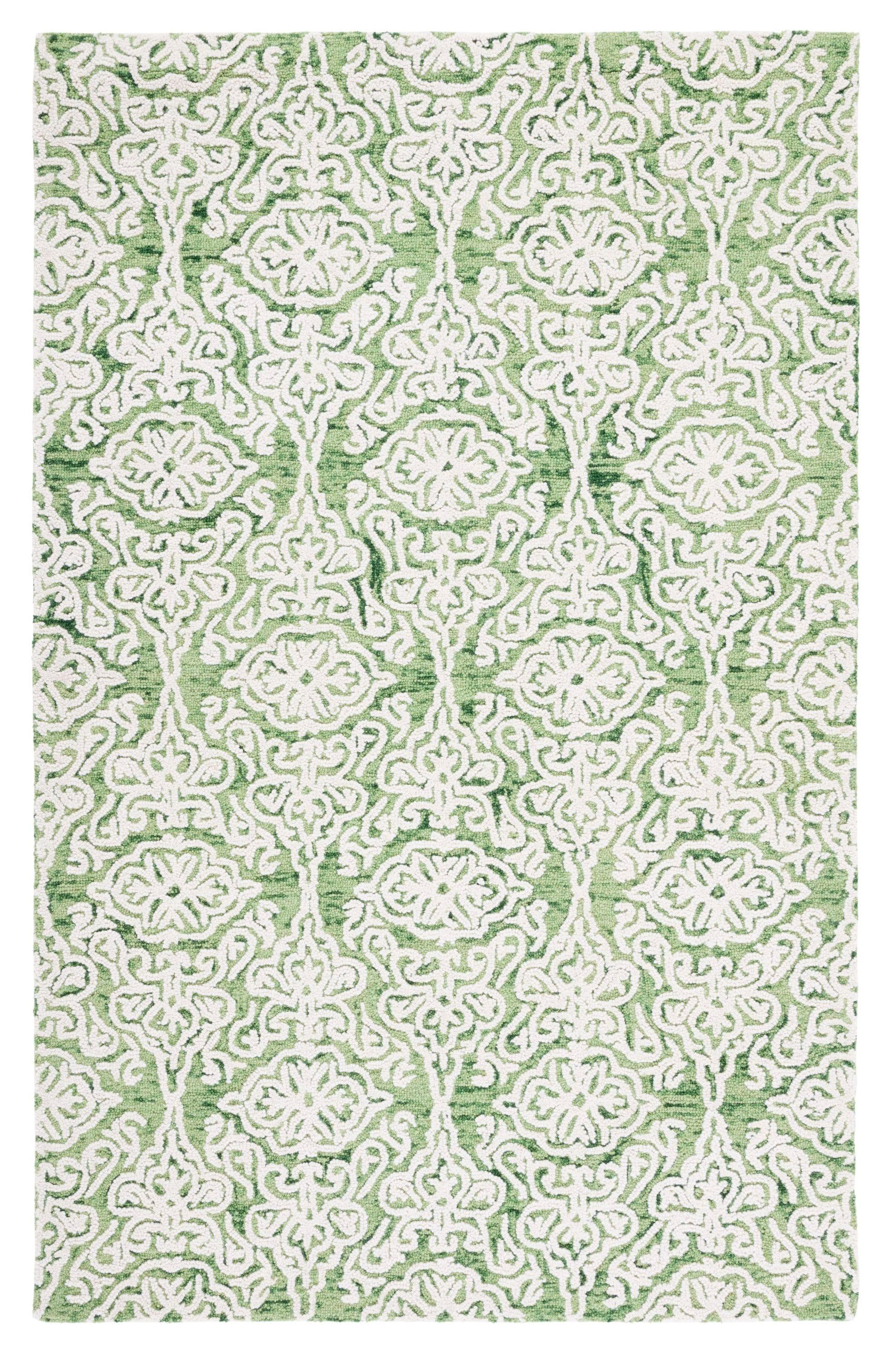 Blossom BLM112 Hand Tufted Indoor Area Rug - Green/Ivory - 5'x8' - Safavieh