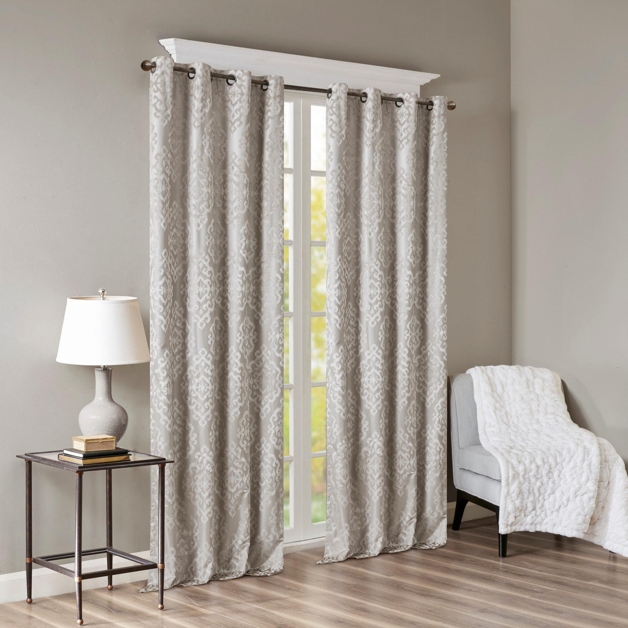 Gray Polyester Blackout Grommet Top Curtain Panel