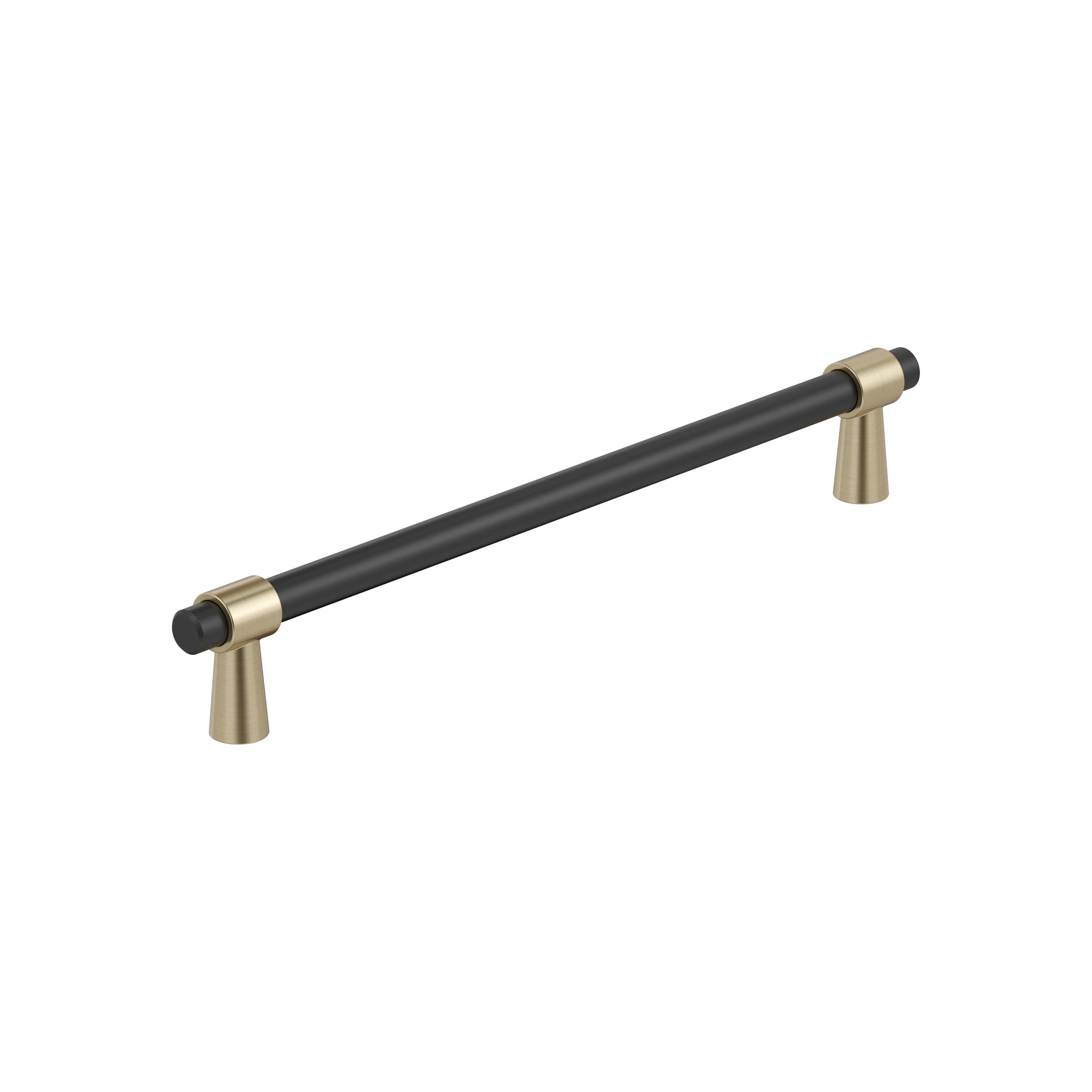 Amerock Mergence 7-9/16 inch (192mm) Center-to-Center Matte Black/Golden Champagne Cabinet Pull