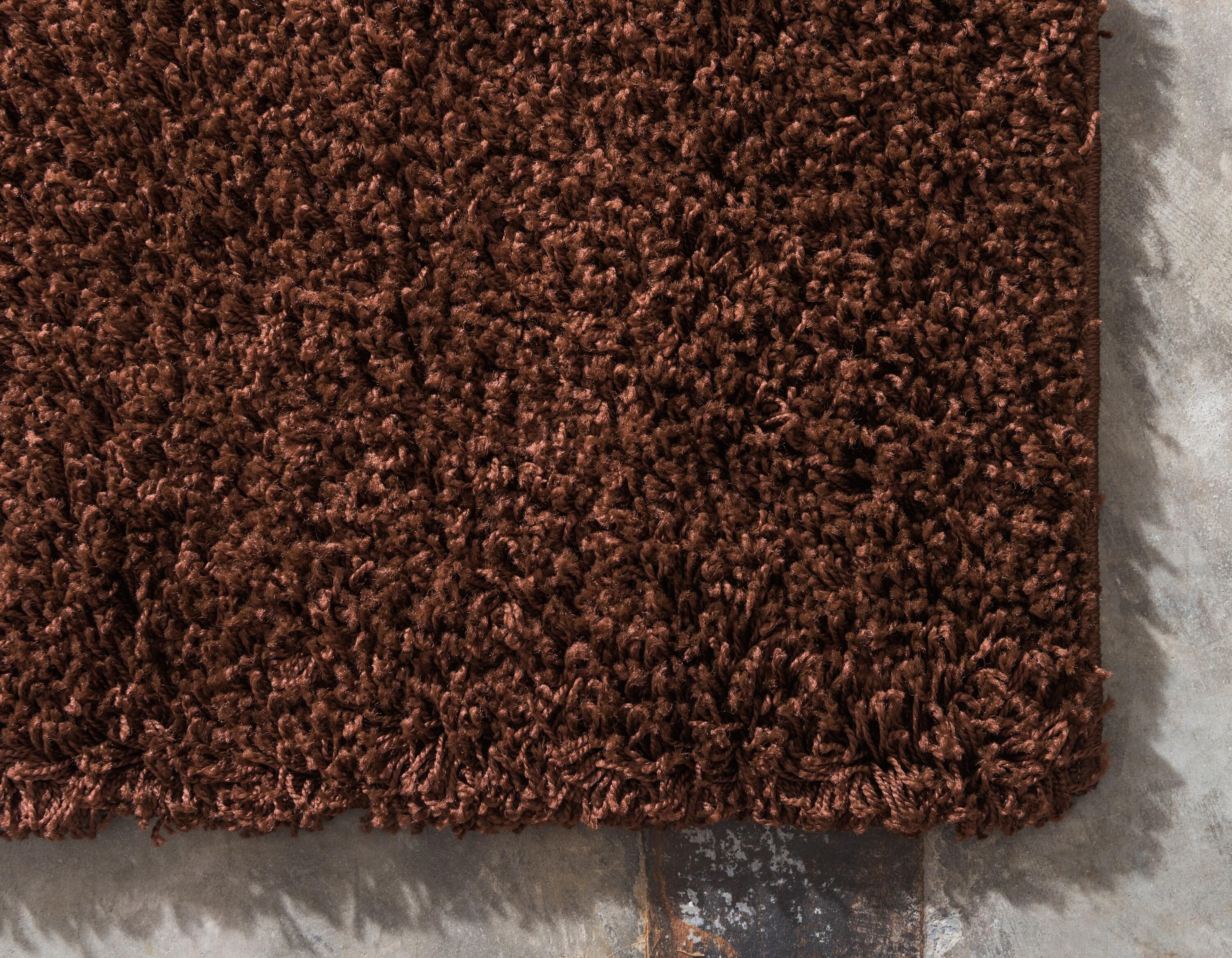 Unique Loom 4' 0 x 6' 0 Solid Shag Chocolate Brown Area Rug
