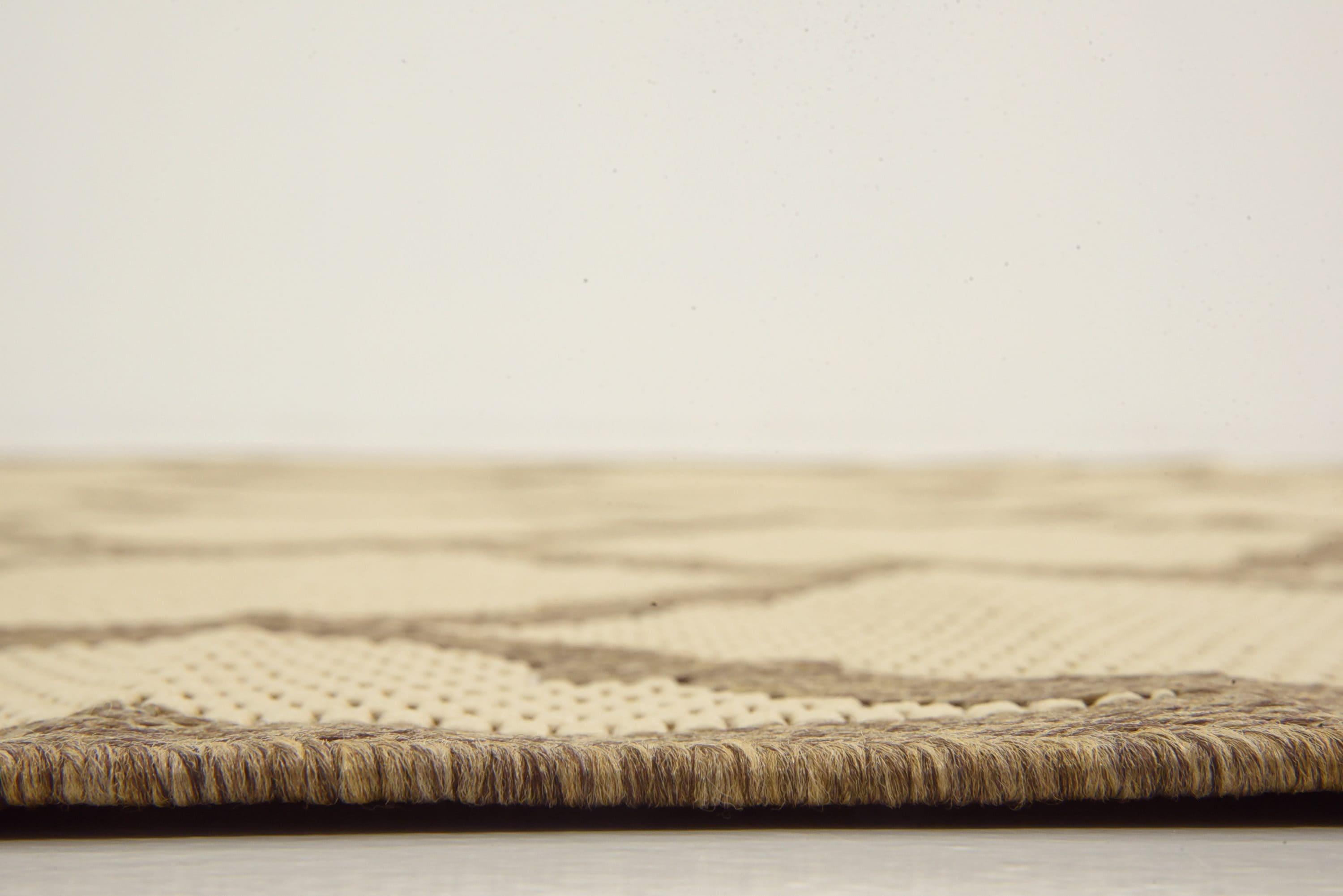 Unique Loom 6' 1 x 6' 1 Square Beige and Brown Outdoor Trellis Moroccan Area Rug