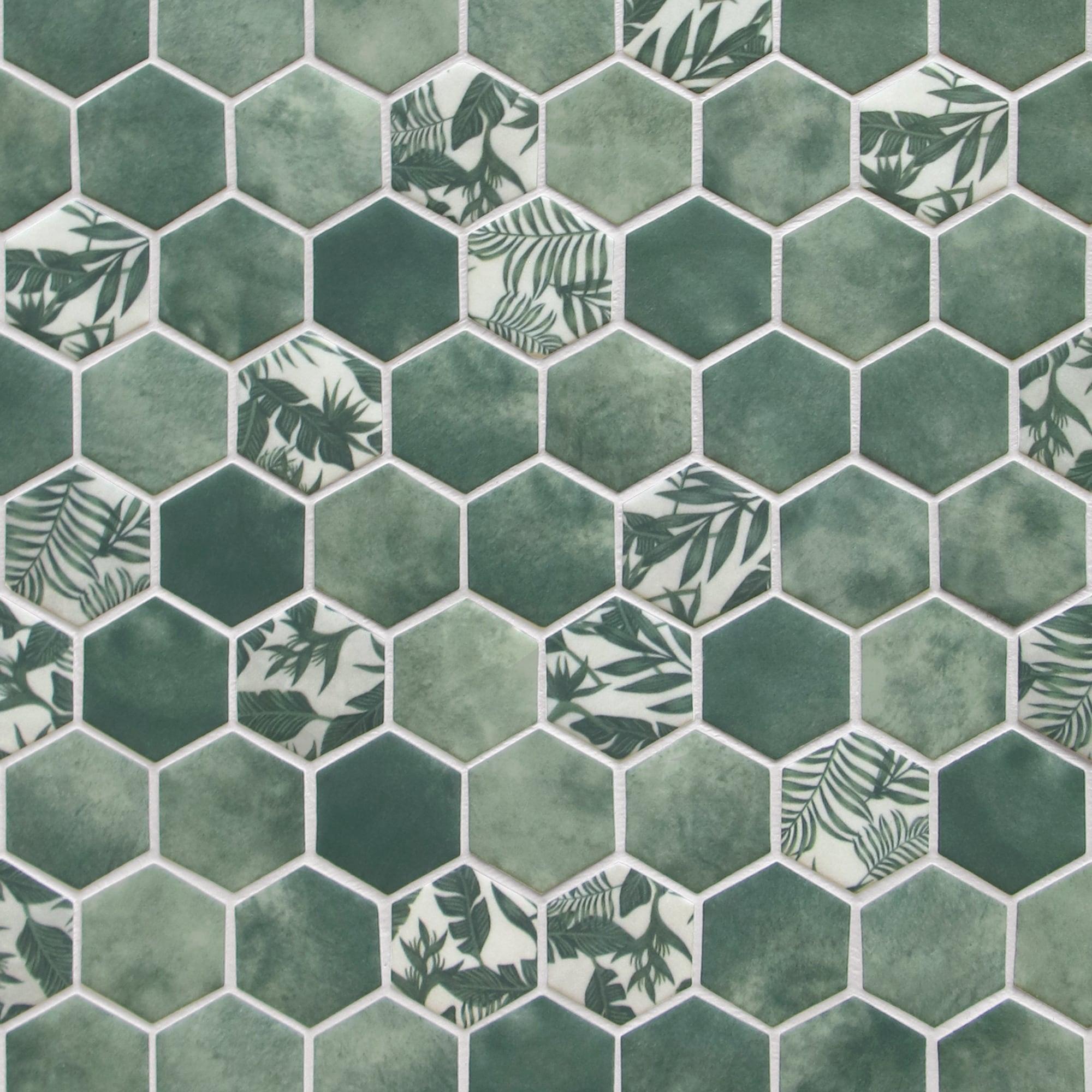 Sunwings 11.7" x 10.2" Recycled Glass Honeycomb Wall & Floor Tile