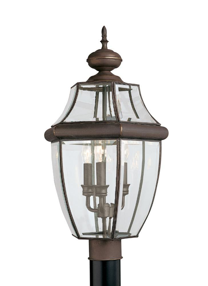 Generation Lighting 8239-71 Lancaster Traditional Three - Light Outdoor Light Post Outside Fixture, Antique Bronze Finish