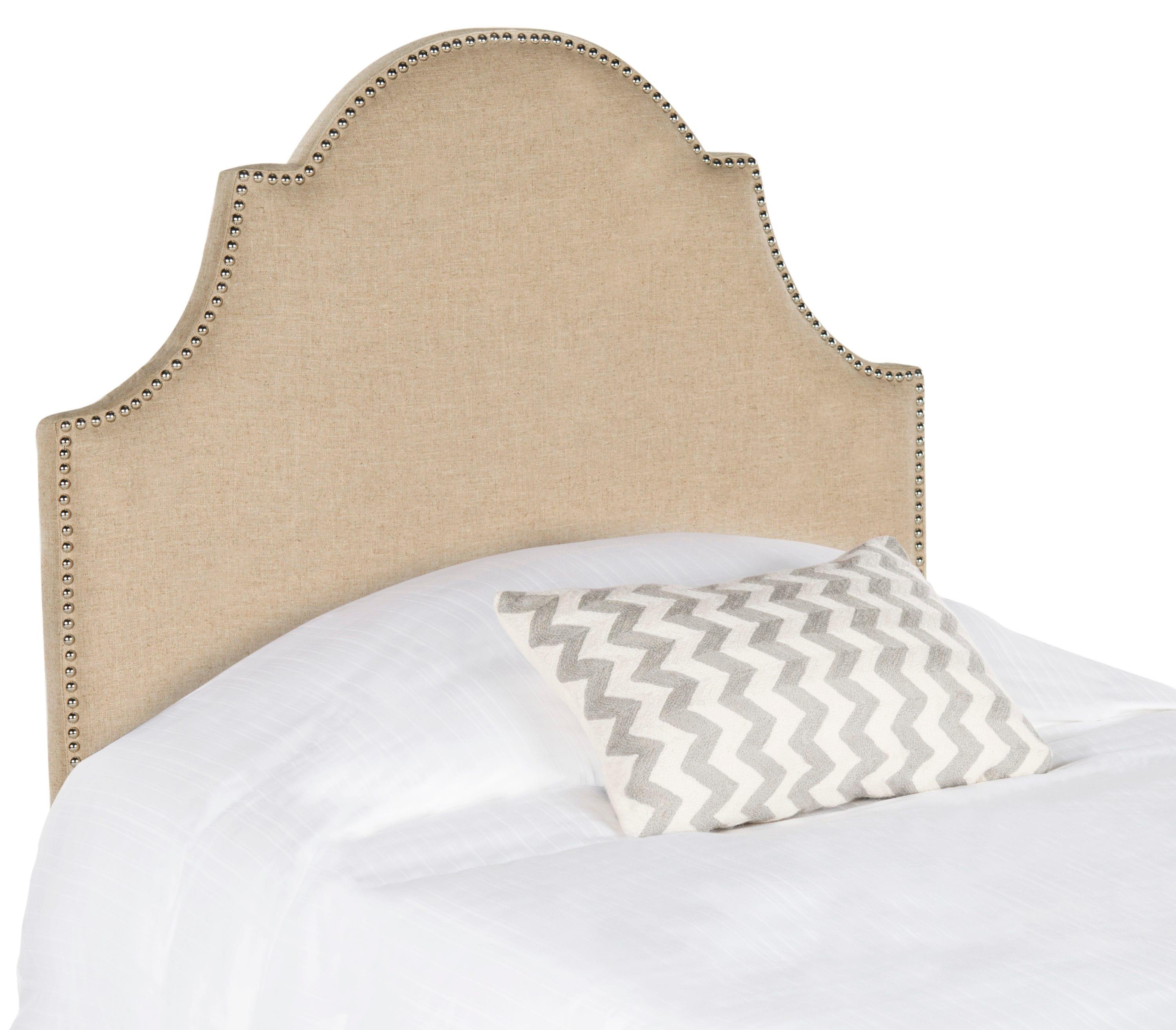 SAFAVIEH Hallmar Classic Elegant Upholstered Headboard, Twin, Hemp/Silver Nails