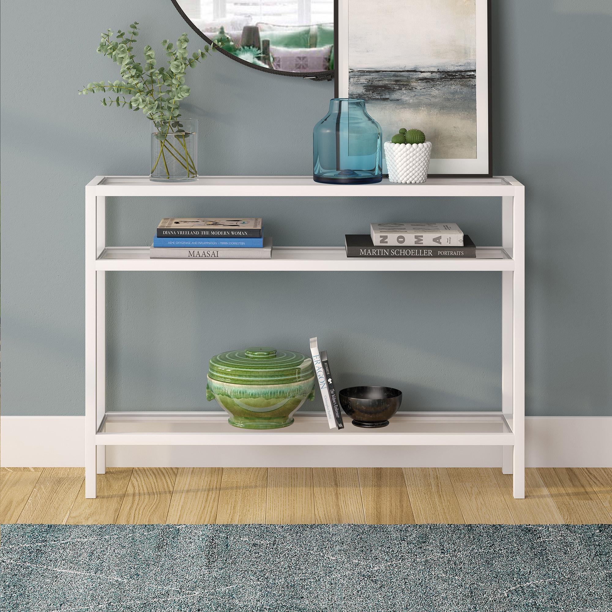 Evelyn&Zoe Sivil 42" Wide Rectangular Console Table, White