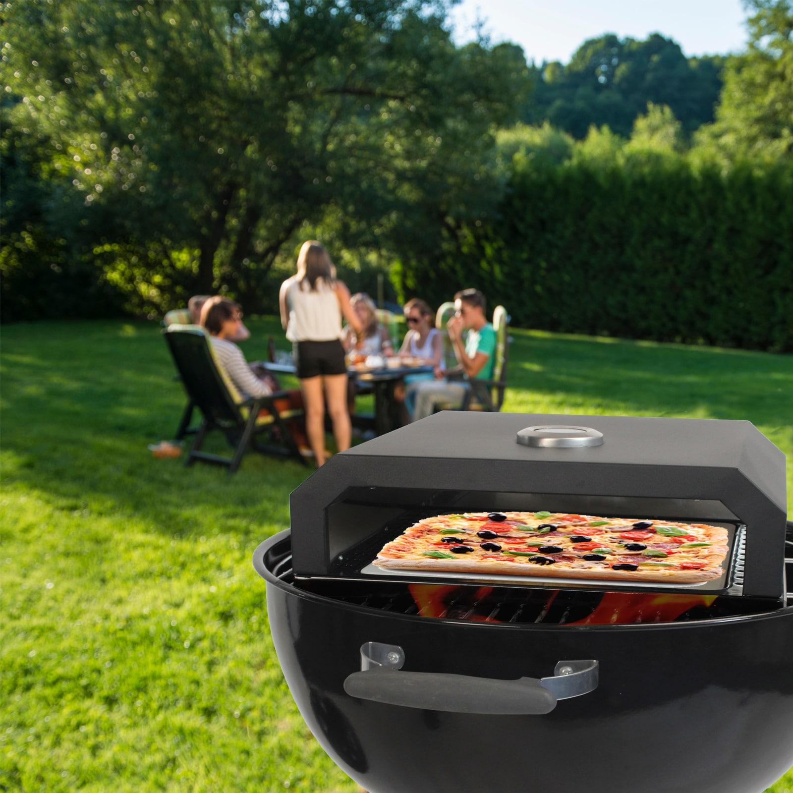 GrillFest Grill Top Outdoor Pizza Oven - Baking Stone, Stainless Steel Sides