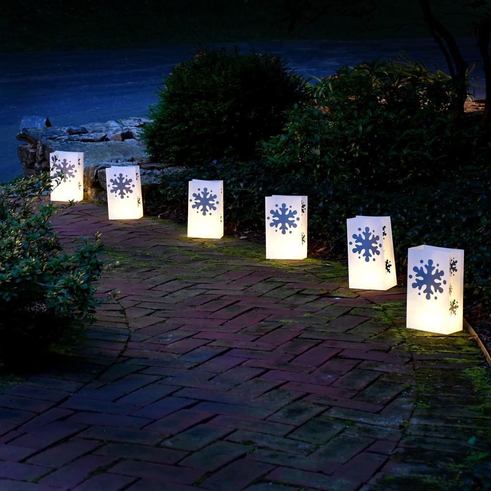 LumaBase 6 -Pack 10-Inches Freestanding Snowflake Light display with Yellow LED Lights