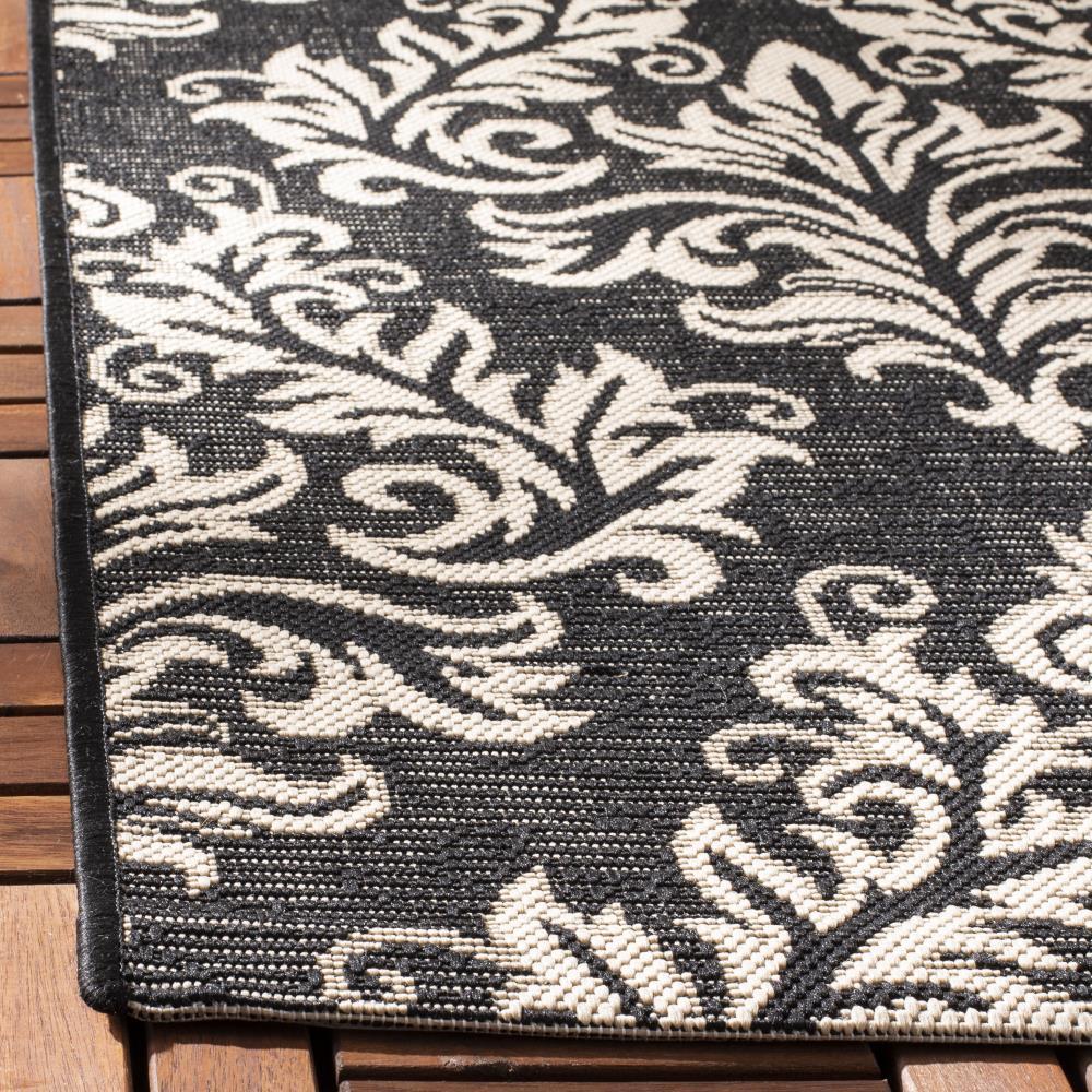 SAFAVIEH Courtyard Anna Damask Indoor/Outdoor Area Rug, 8' x 11', Black/Cream