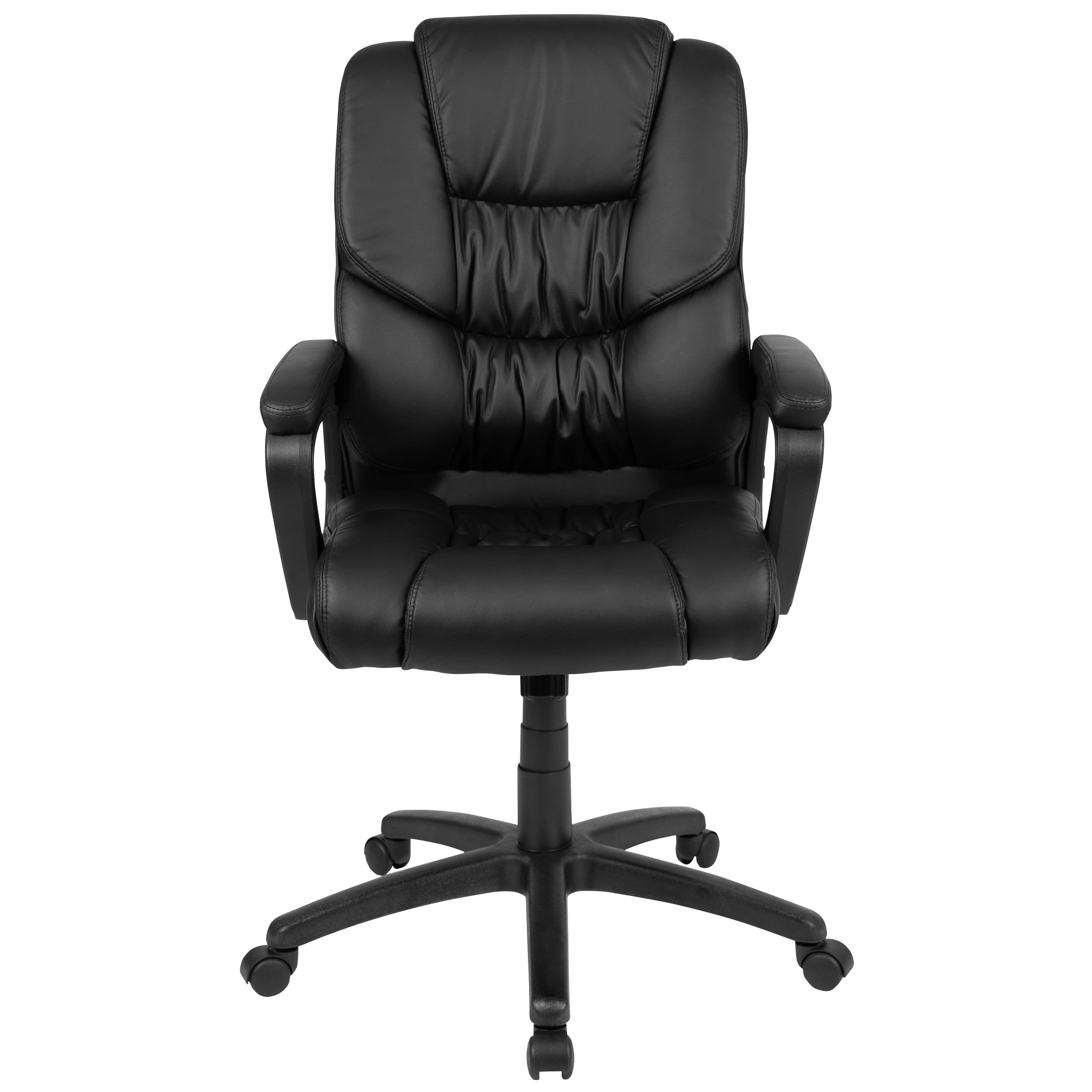 Flash Furniture Flash Fundamentals Big & Tall 400 lb. Rated Black LeatherSoft Swivel Office Chair with Padded Arms