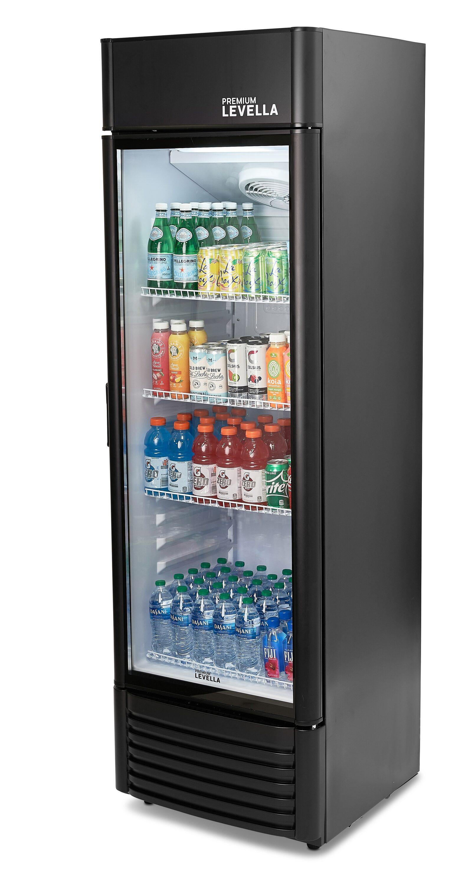 Premium Levella 9.0 cu ft 1-Glass Door Commercial Refrigerator, Matte Black