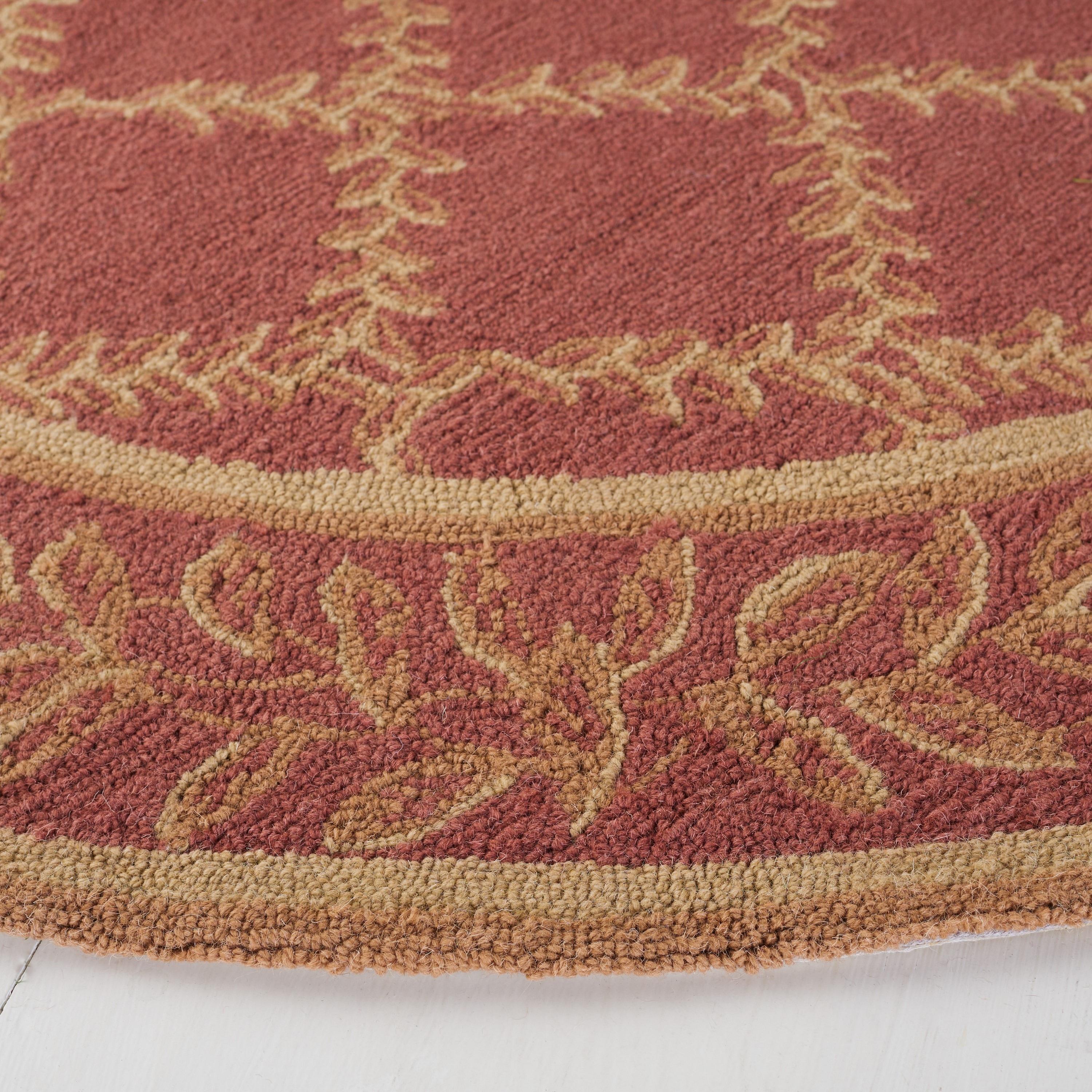 SAFAVIEH Chelsea Alecia Geometric Borders Wool Area Rug, Rust/Gold, 3' x 3' Round
