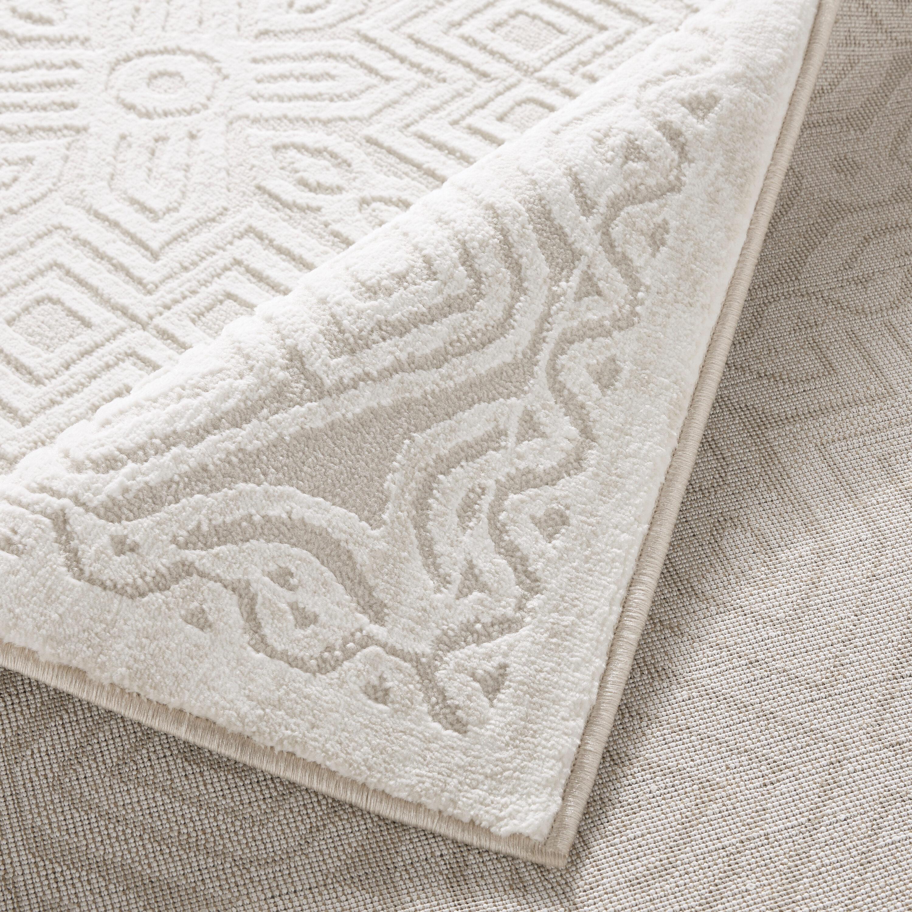 TOWN & COUNTRY LUXE Maya Medallion Indoor Area Rug with High-Low Texture, Ivory/Greige