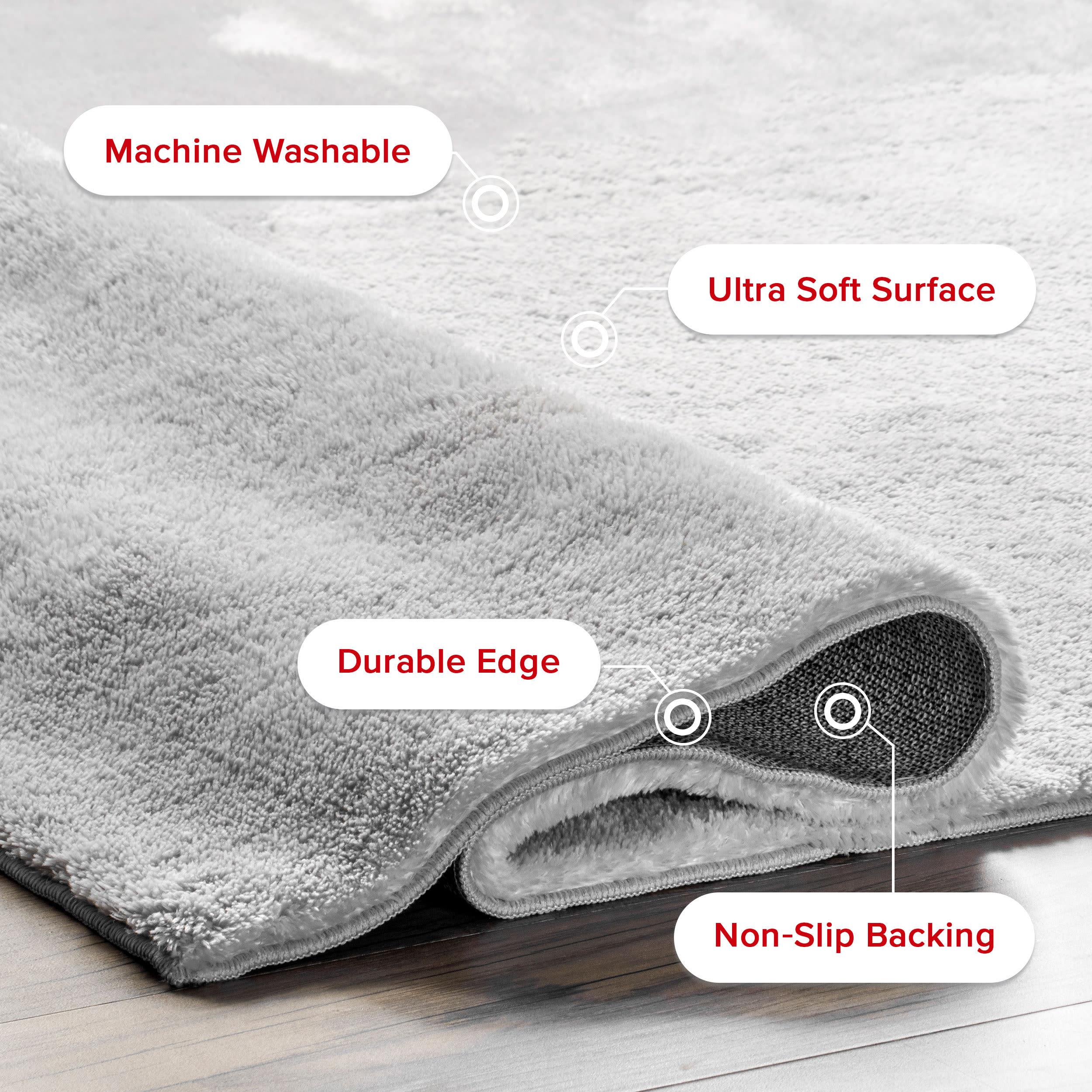 Nuloom Loni Cozy Plush Solid Pet Friendly Premium Machine Washable Shag Area Rug, 6' x 9', Light Grey