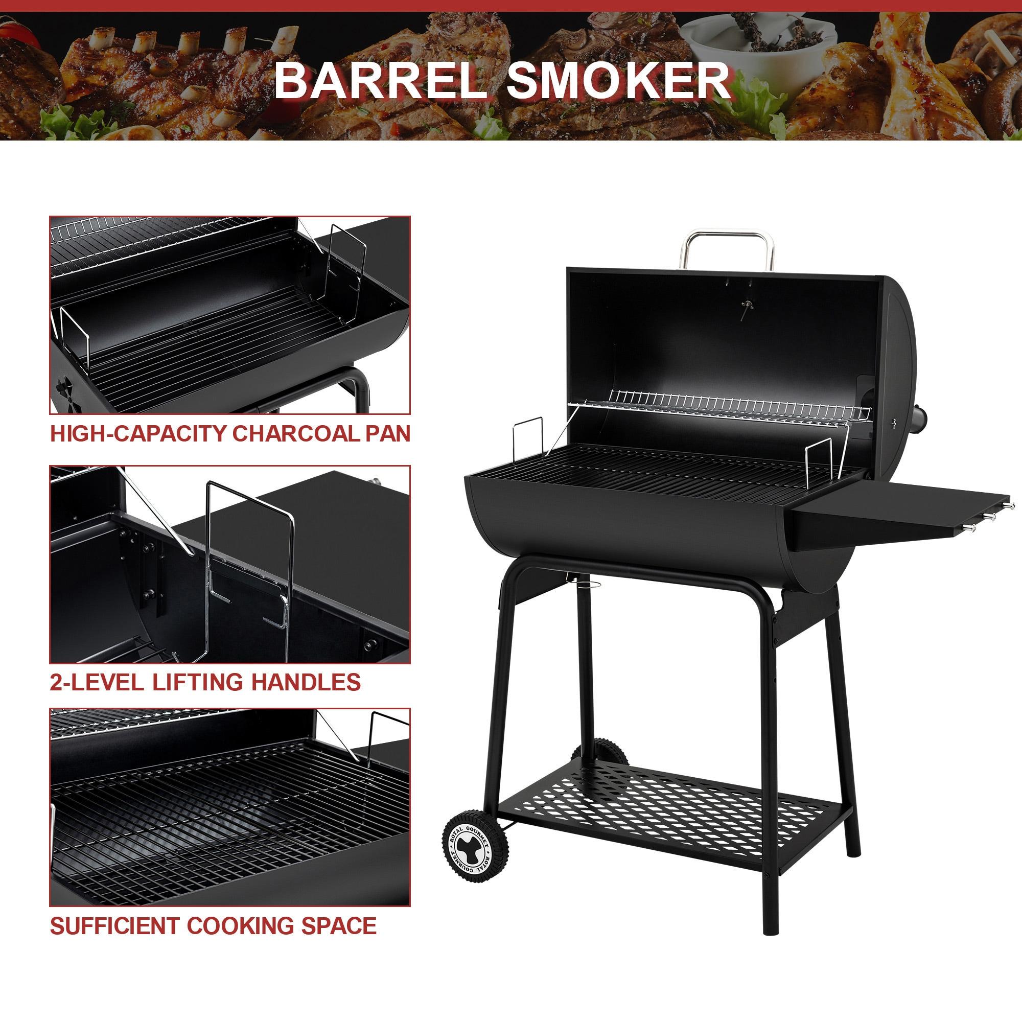 Royal Gourmet 30" Barrel Charcoal Grill with Side Shelf