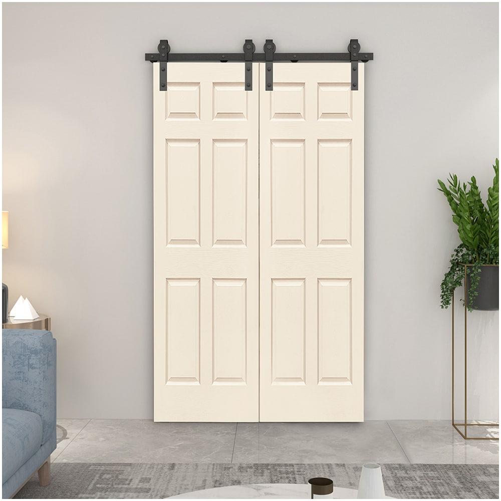 Calhome Paneled MDF Composite Double Bifold Barn Doors with Installation Hardware Kit