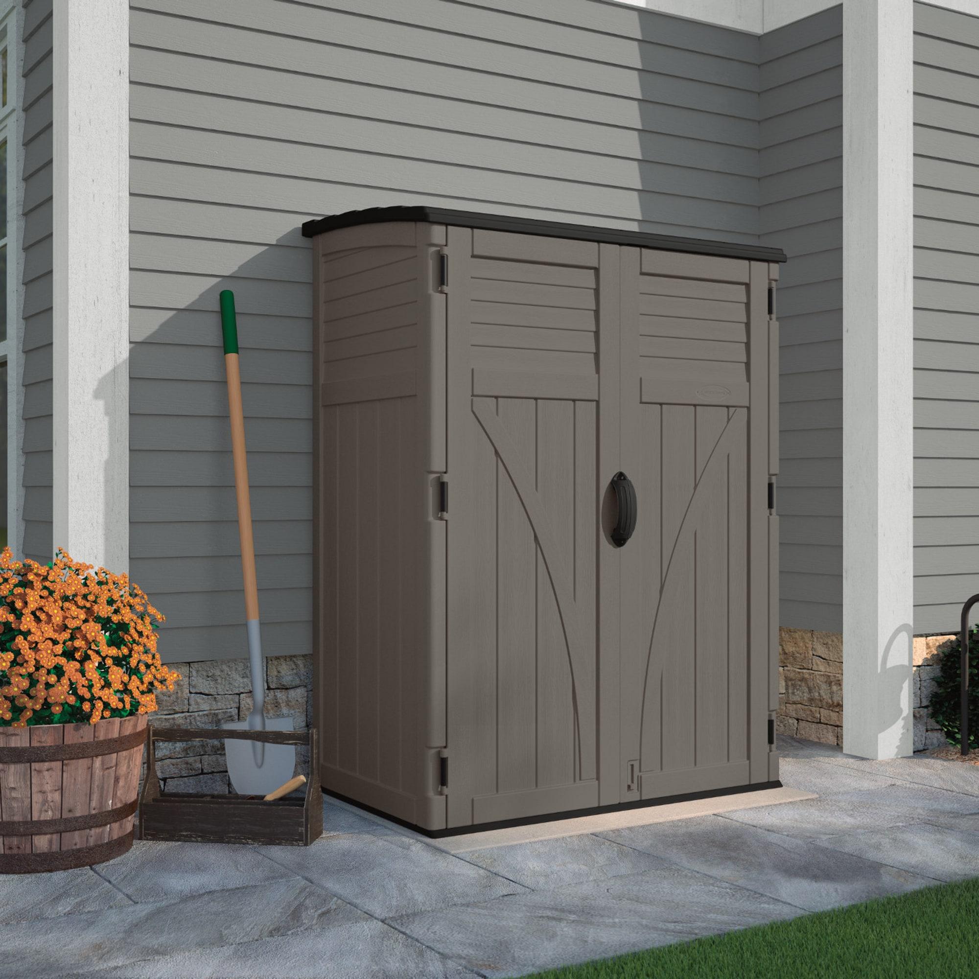 Stoney Gray Resin Vertical Storage Shed with Shelving