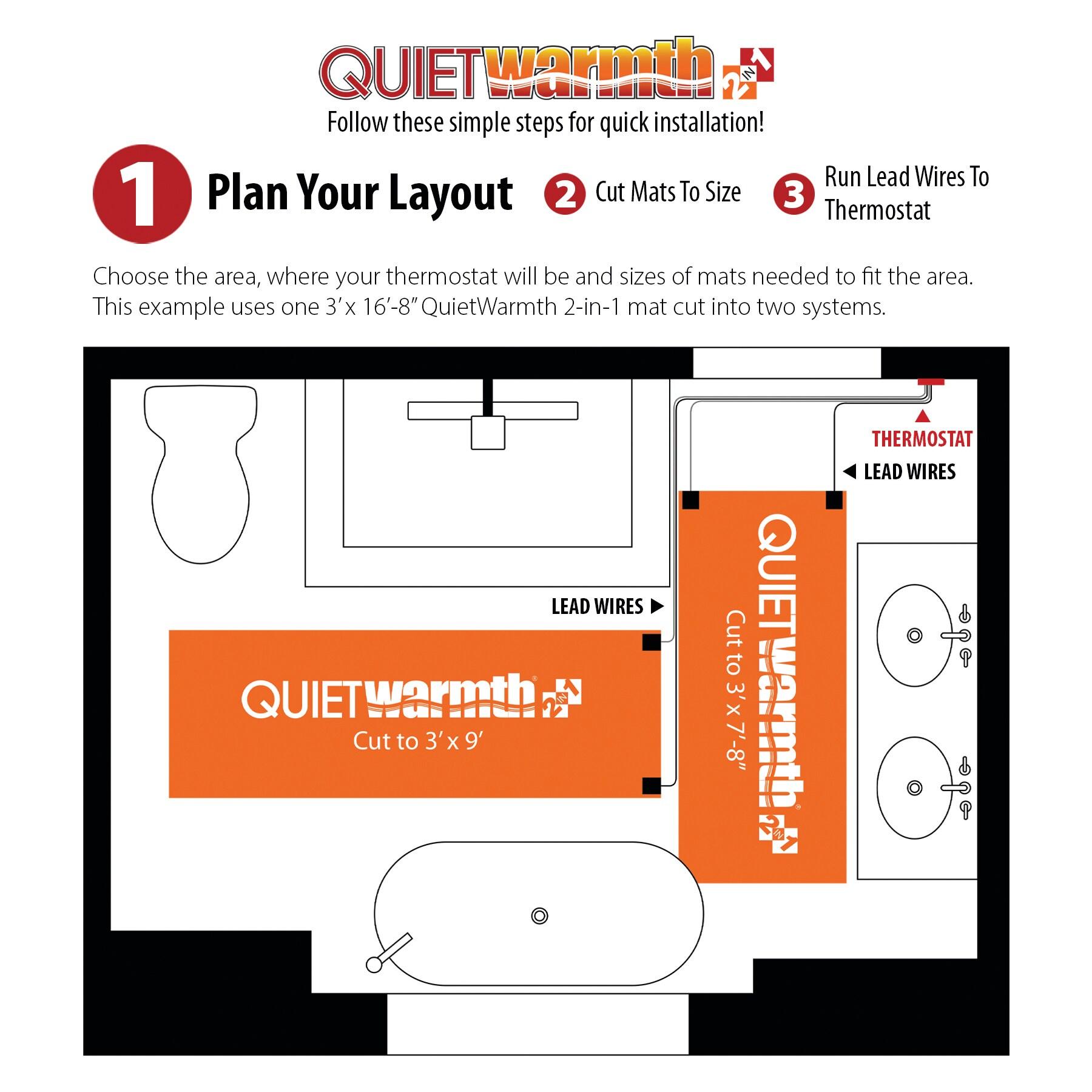 QuietWarmth 240-volt Radiant 2-in-1 Float 16-ft x 18-in Underfloor heating mat 25-sq ft