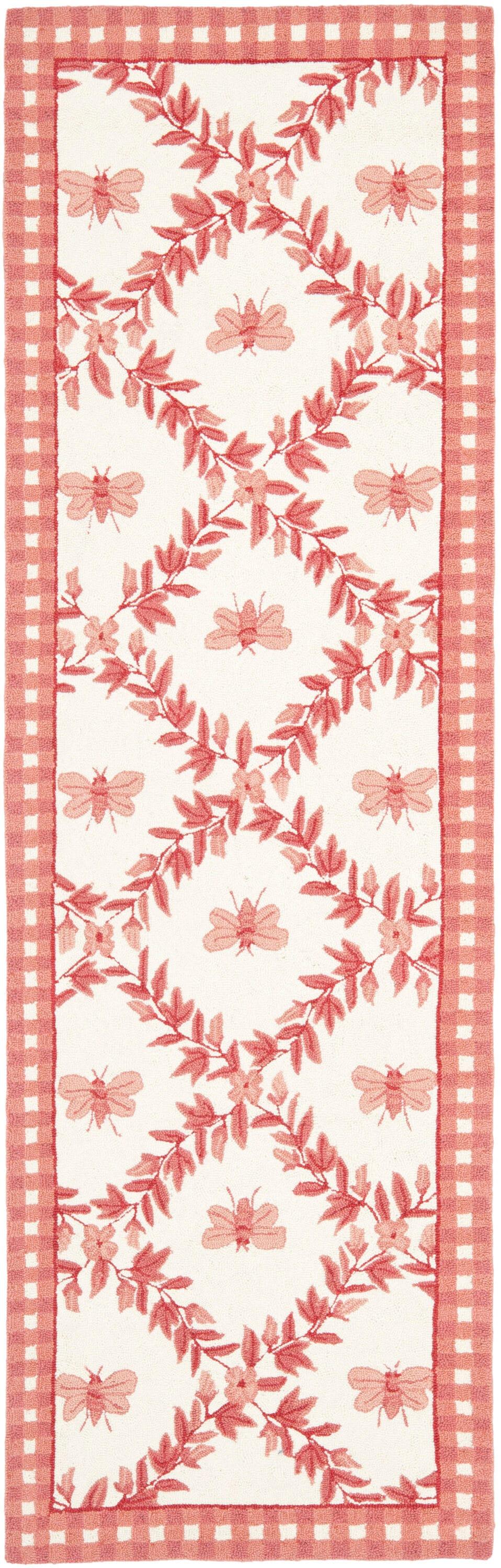 Chelsea HK55 Hand Hooked Runner Rug - Ivory/Rose - 2'6"x10' - Safavieh.