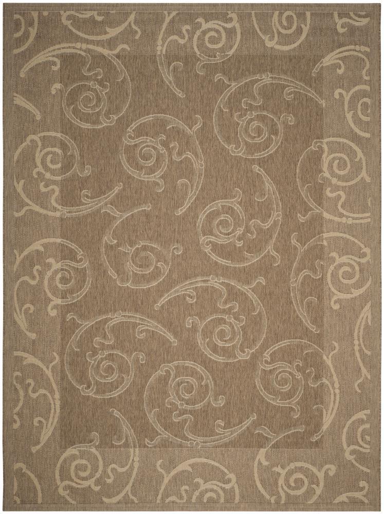 SAFAVIEH Courtyard Daniel Floral Indoor/Outdoor Area Rug, 9' x 12', Brown/Natural