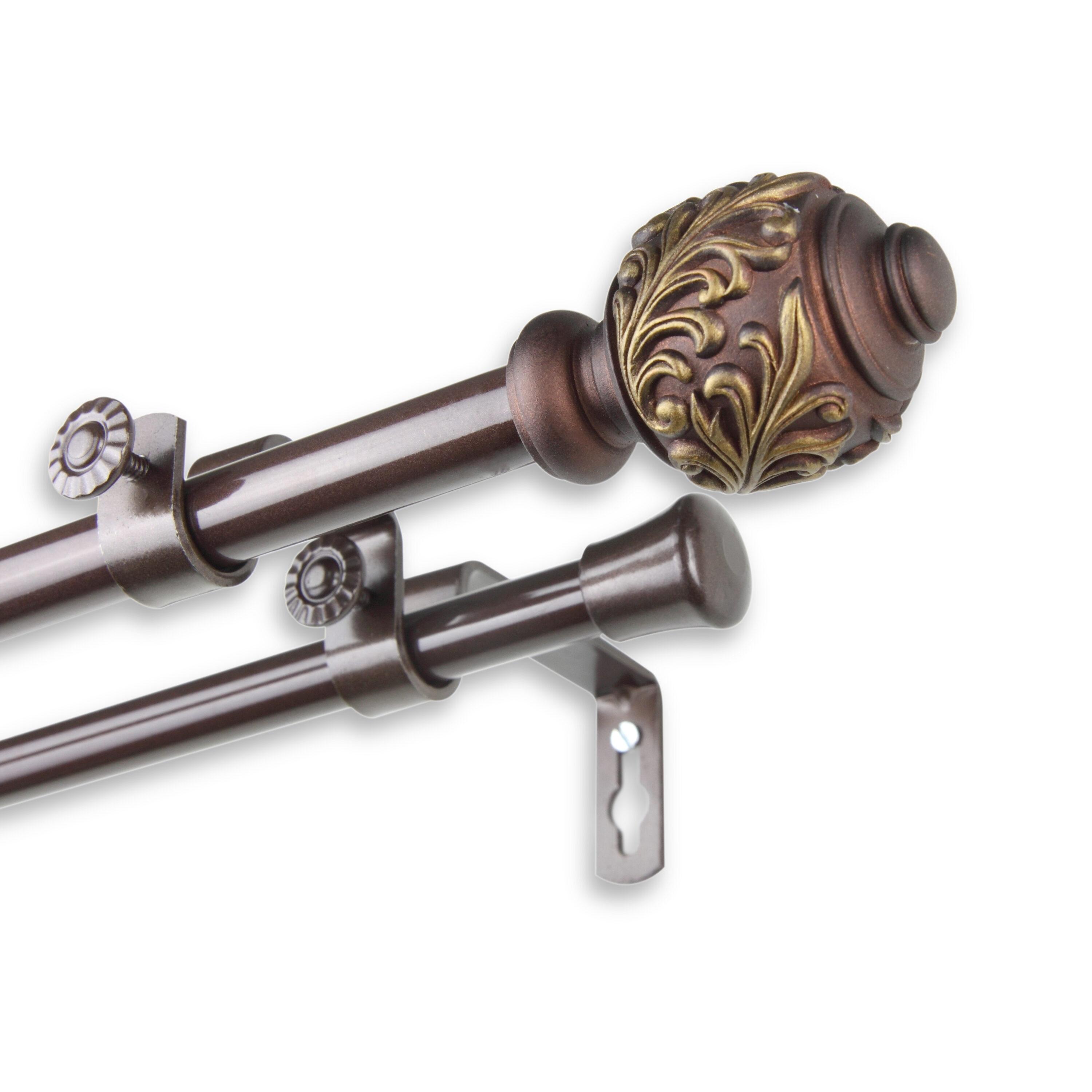 Home Window Decorative Tilly Double Curtain Rod 28-48 inch - Cocoa