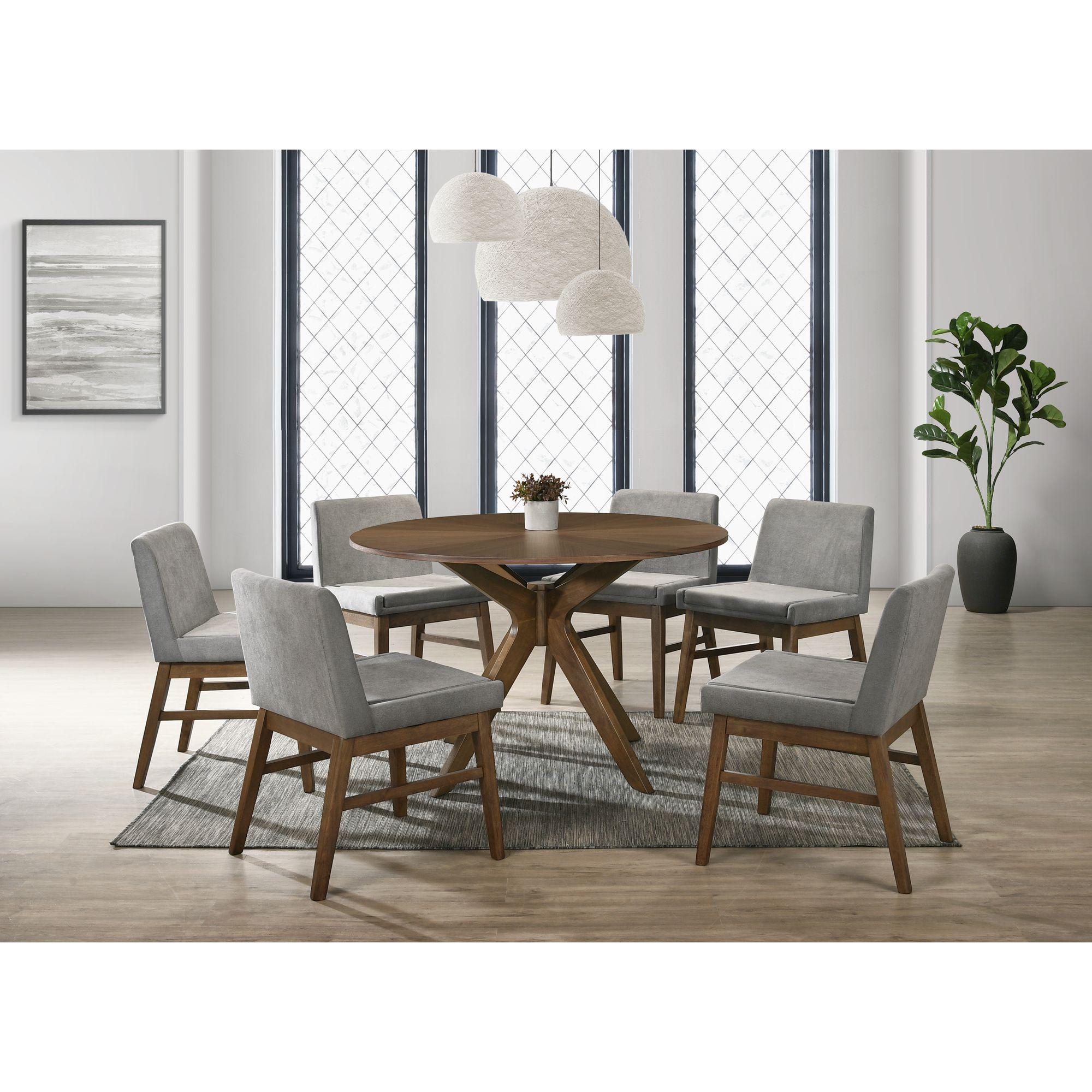 Wynden Standard Height Dining Side Chair Set Gray/Walnut - Picket House Furnishings: MDF & Rubberwood, Polyester Upholstery