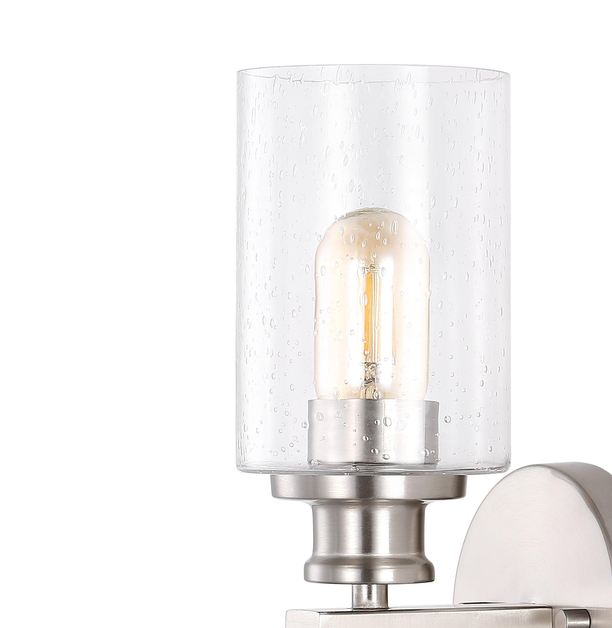 JONATHAN Y Jules Edison 16.5" Cylinder 2-Light Iron/Seeded Glass Farmhouse Contemporary LED Wall Sconce, Nickel