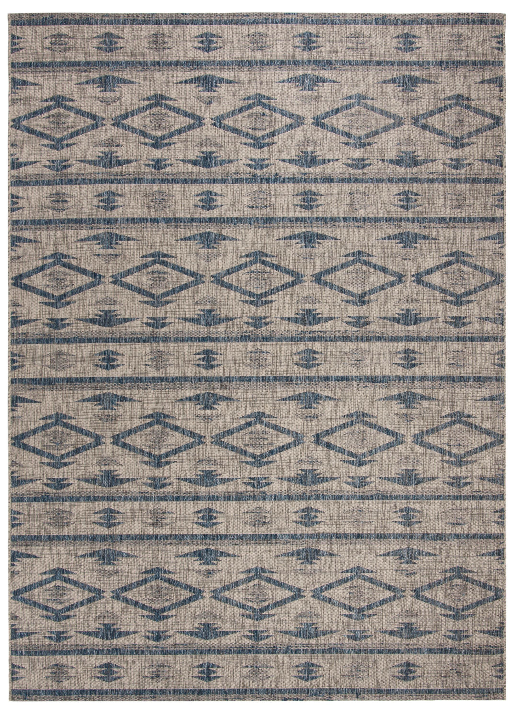 Gray and Navy 9' x 12' Outdoor Synthetic Area Rug