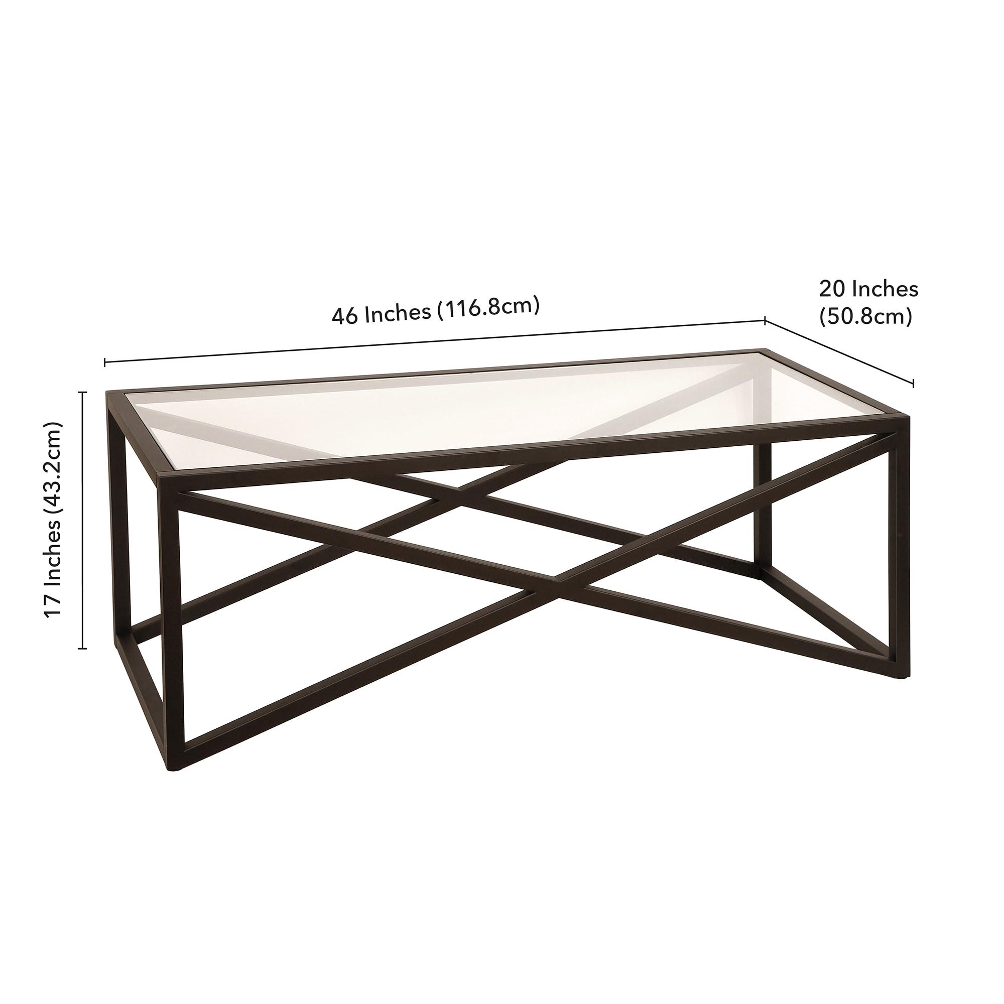 Evelyn&Zoe Calix 46" Wide Rectangular Coffee Table, Blackened Bronze