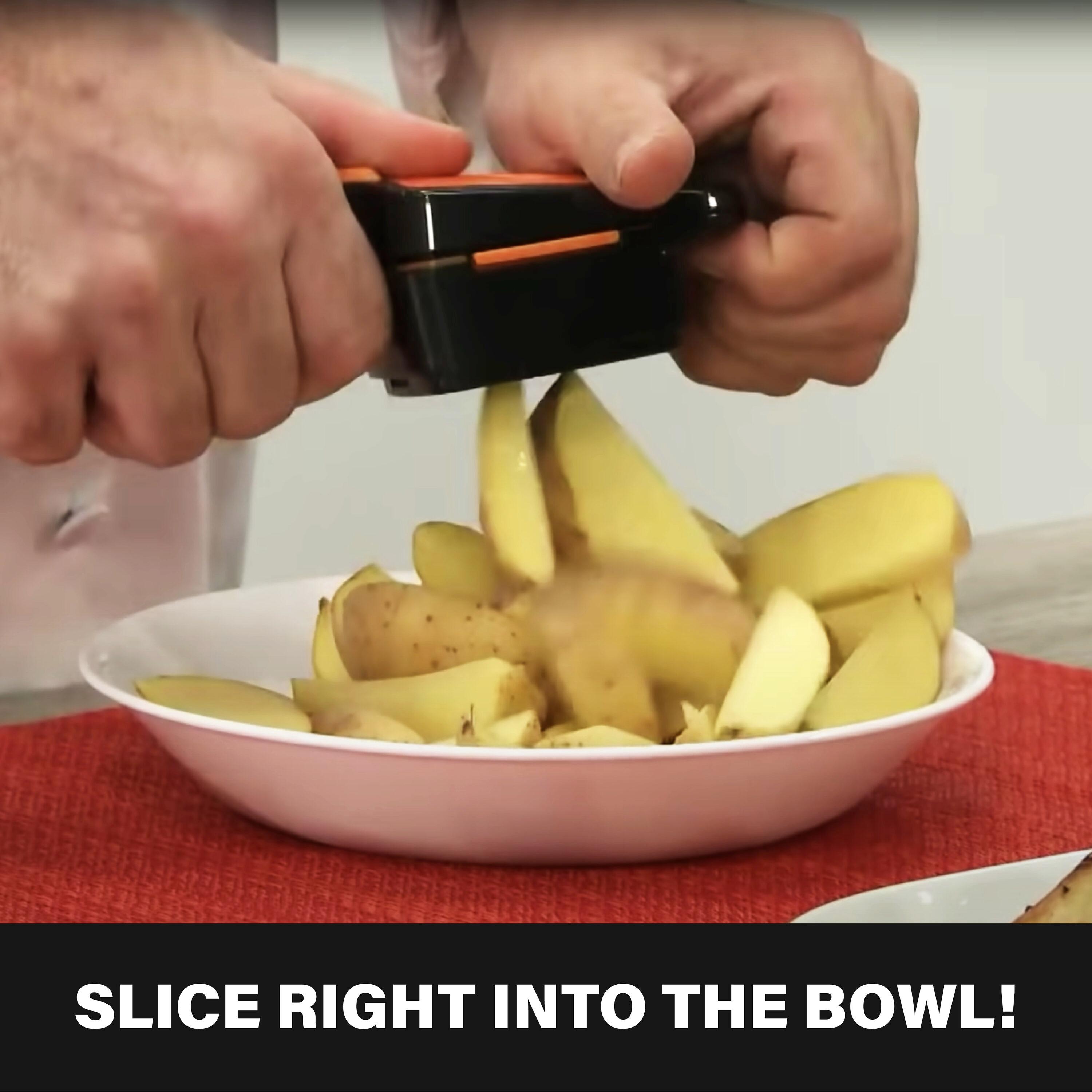 NutriChopper Black Handheld Vegetable and Fruit Chopper with 4 Stainless Steel Blades & Catch Container