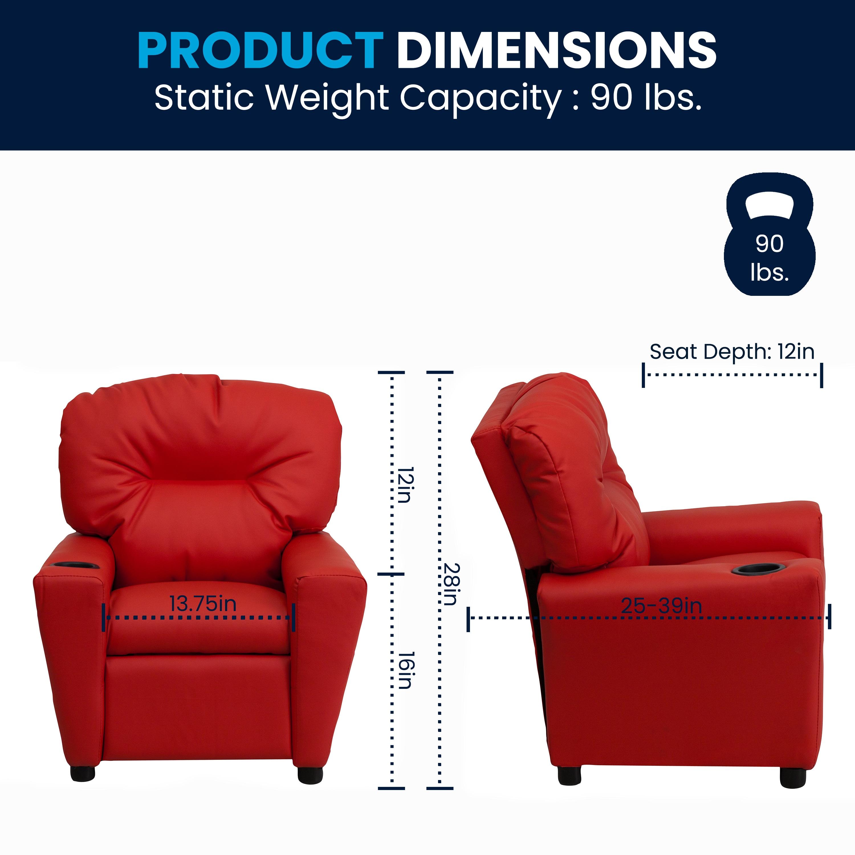 Flash Furniture Chandler Contemporary Red Vinyl Kids Recliner with Cup Holder