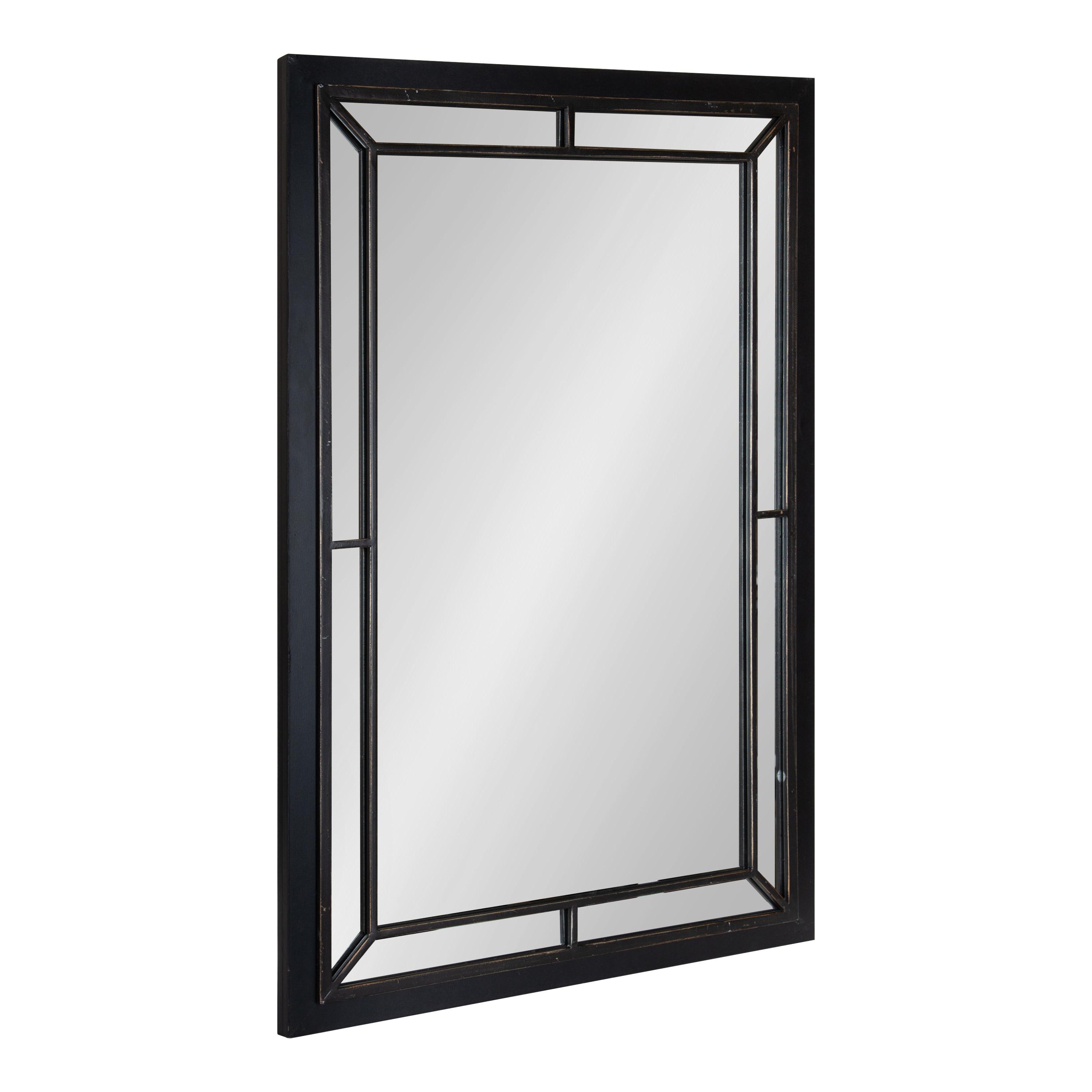24" x 36" Audubon Rectangle Wall Mirror Black - Kate & Laurel: Modern Farmhouse Style, Iron Detail