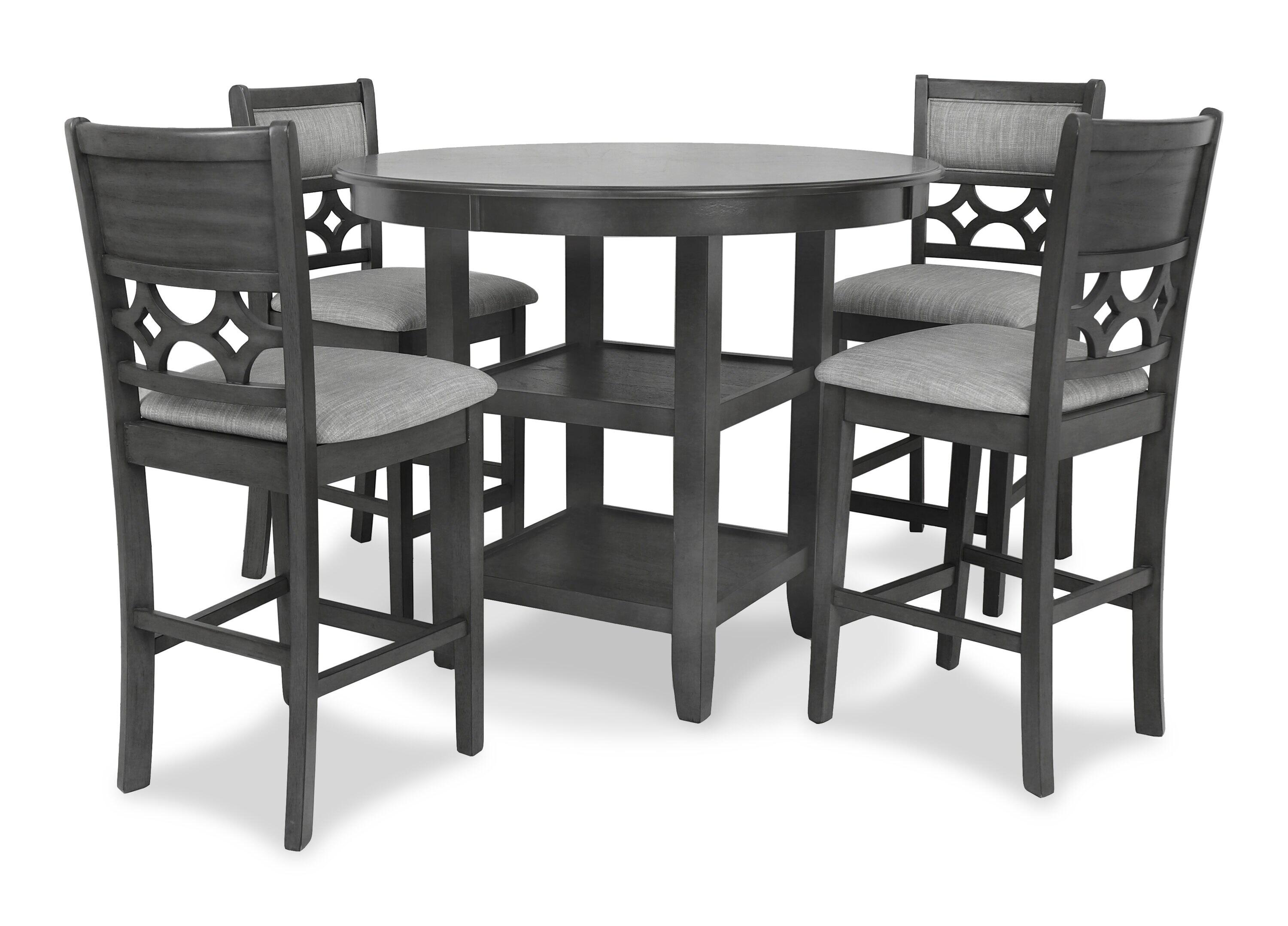 New Classic Furniture Mitchell 5-Piece Transitional Wood Counter Set in Gray
