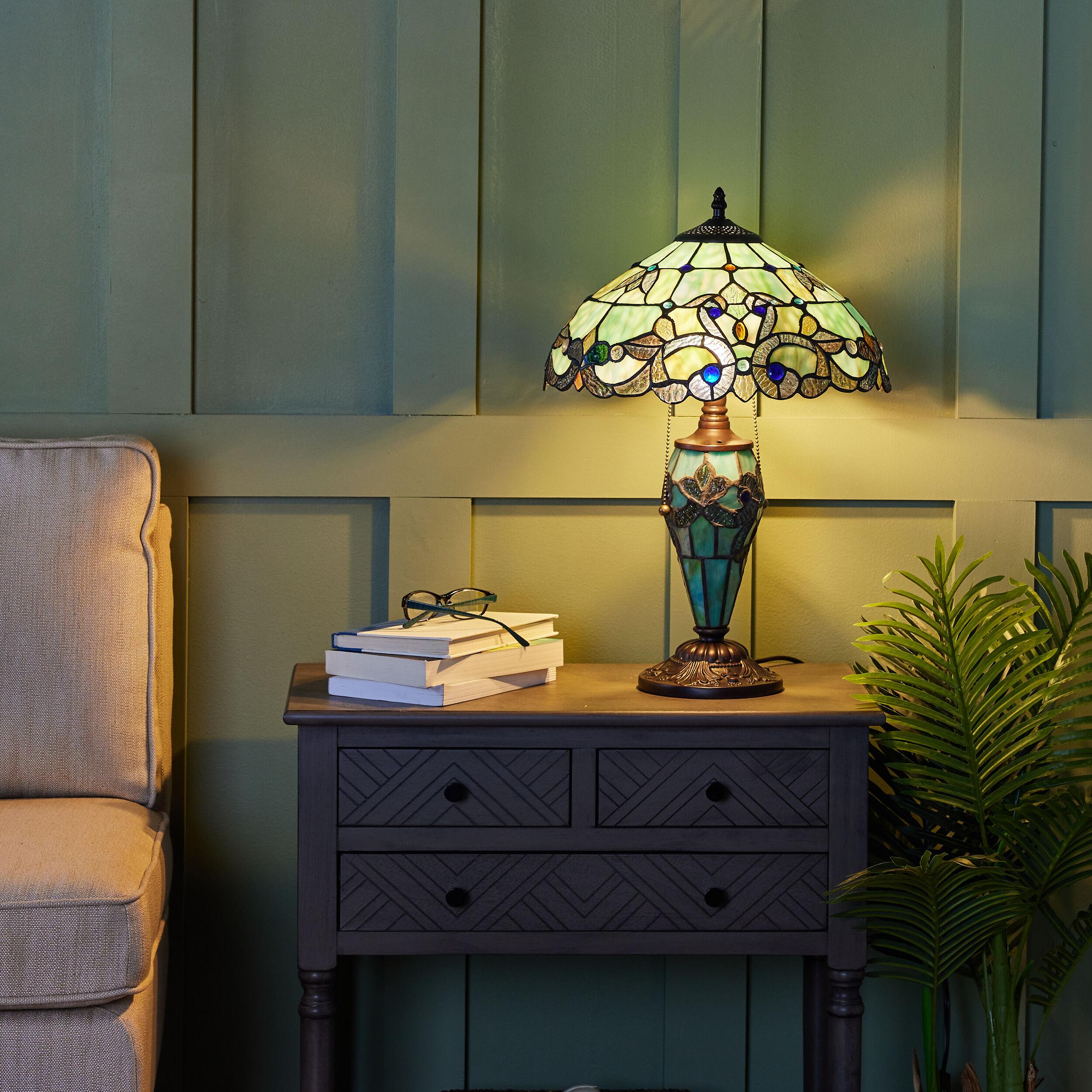 Harlow 20" Green Stained Glass Dome Accent Lamp