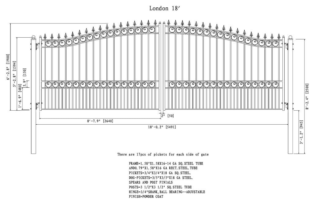 ALEKO Steel Dual Swing Driveway Gate - LONDON Style
